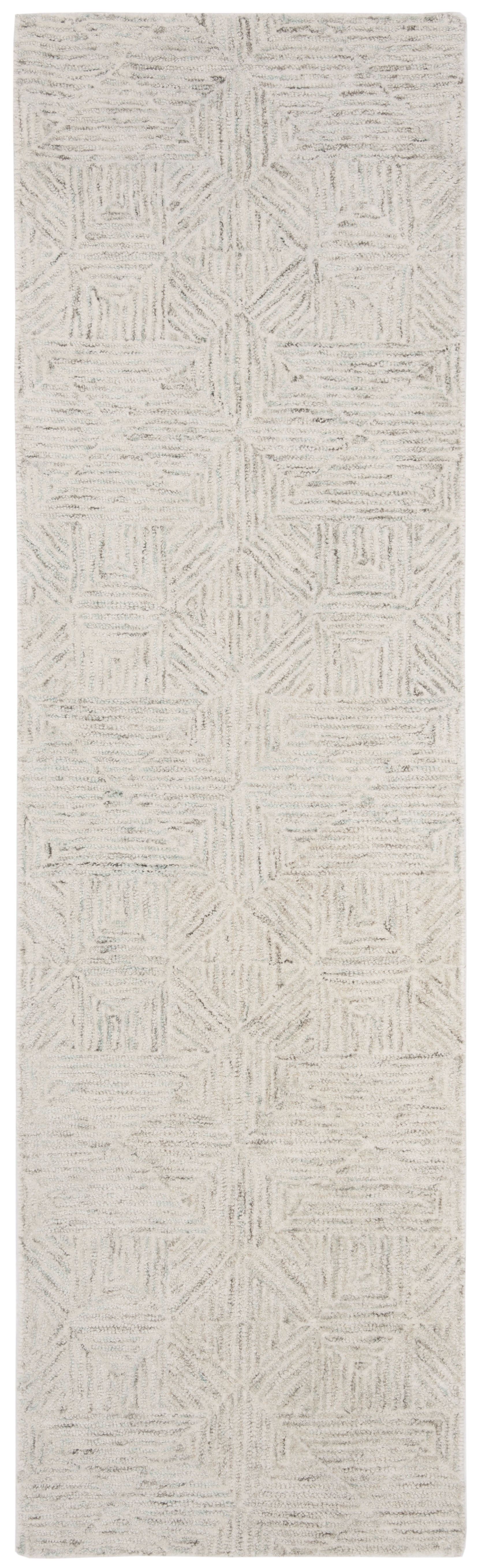 Elysian Light Blue Hand-Tufted Wool Abstract Runner Rug, 2'3" x 6'