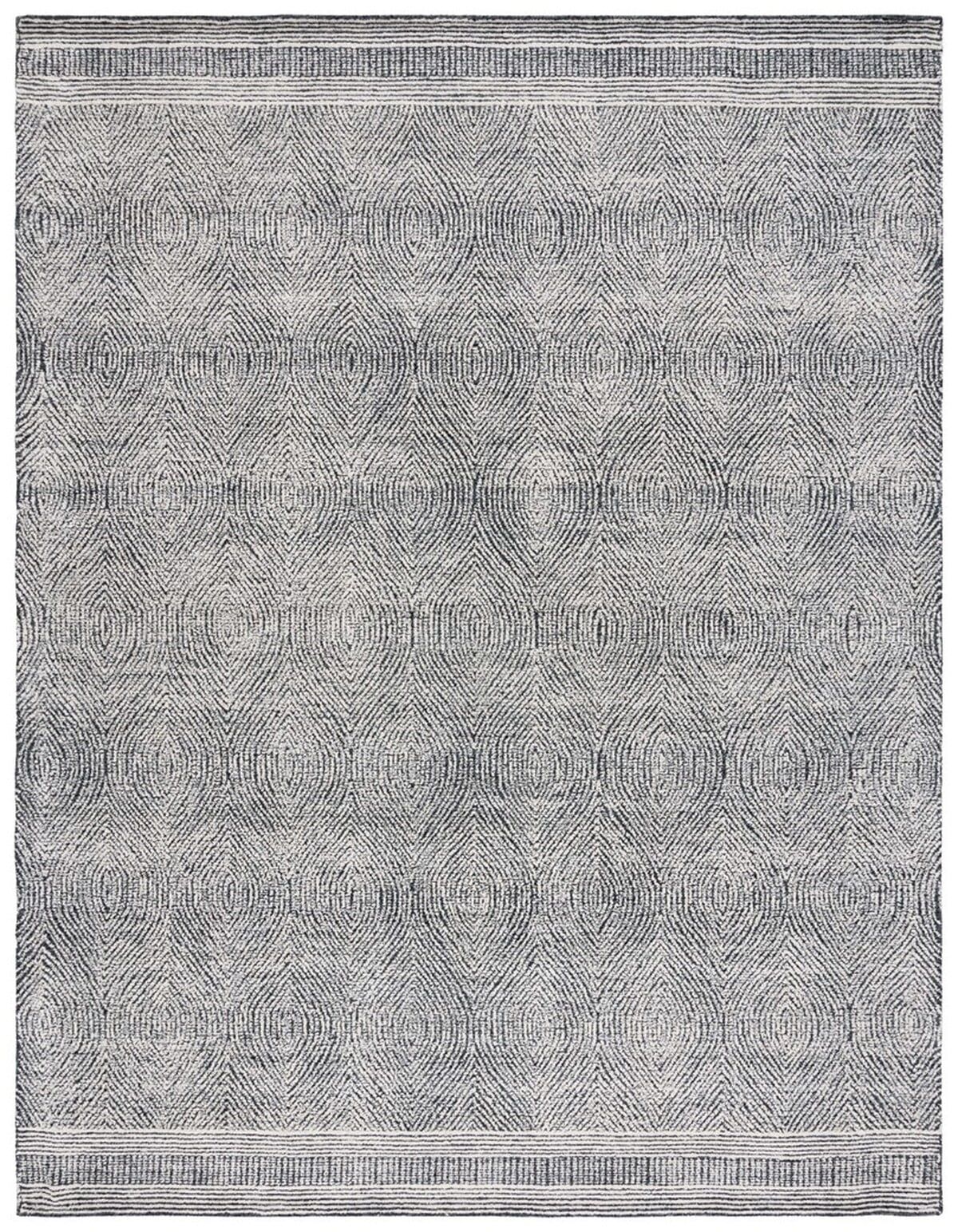 Handmade Ivory & Charcoal Abstract Wool Area Rug, 11' x 15'
