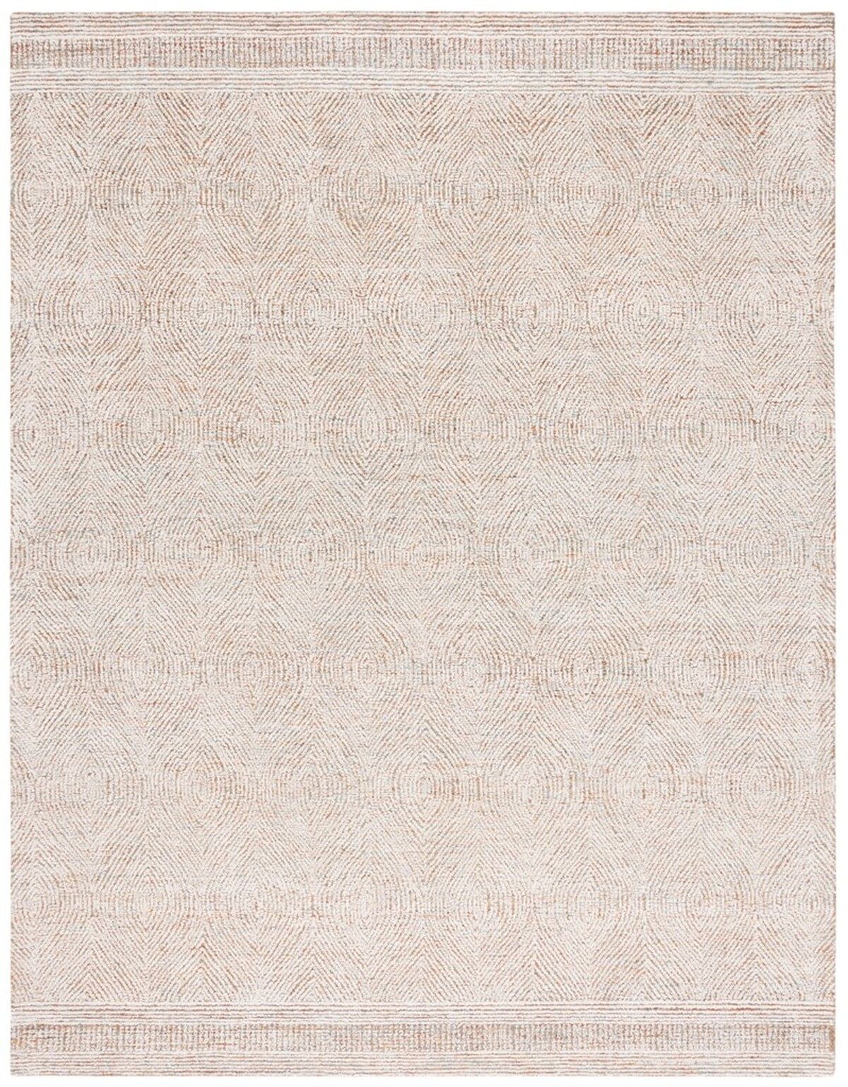 Ivory and Rust Handmade Wool Abstract Area Rug, 11' x 15'