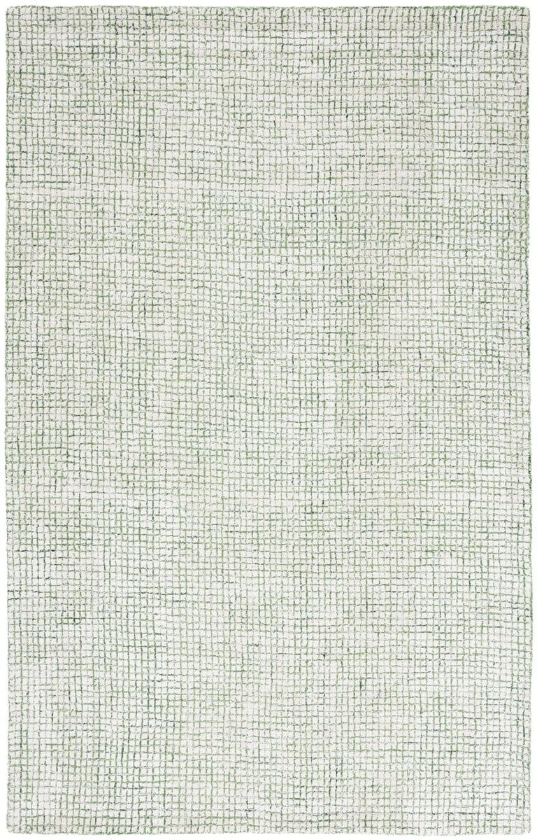 Handmade Ivory & Green Abstract Wool-Viscose 6' Square Rug