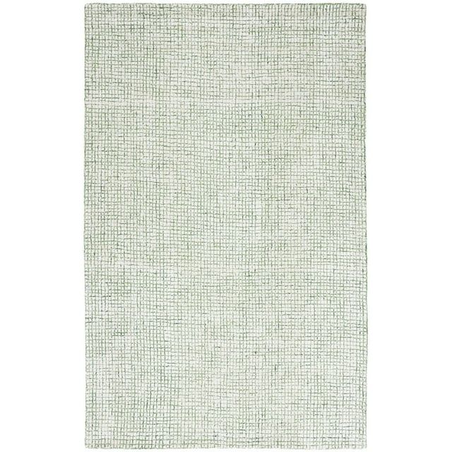 Handmade Ivory & Green Abstract Wool-Viscose 6' Square Rug