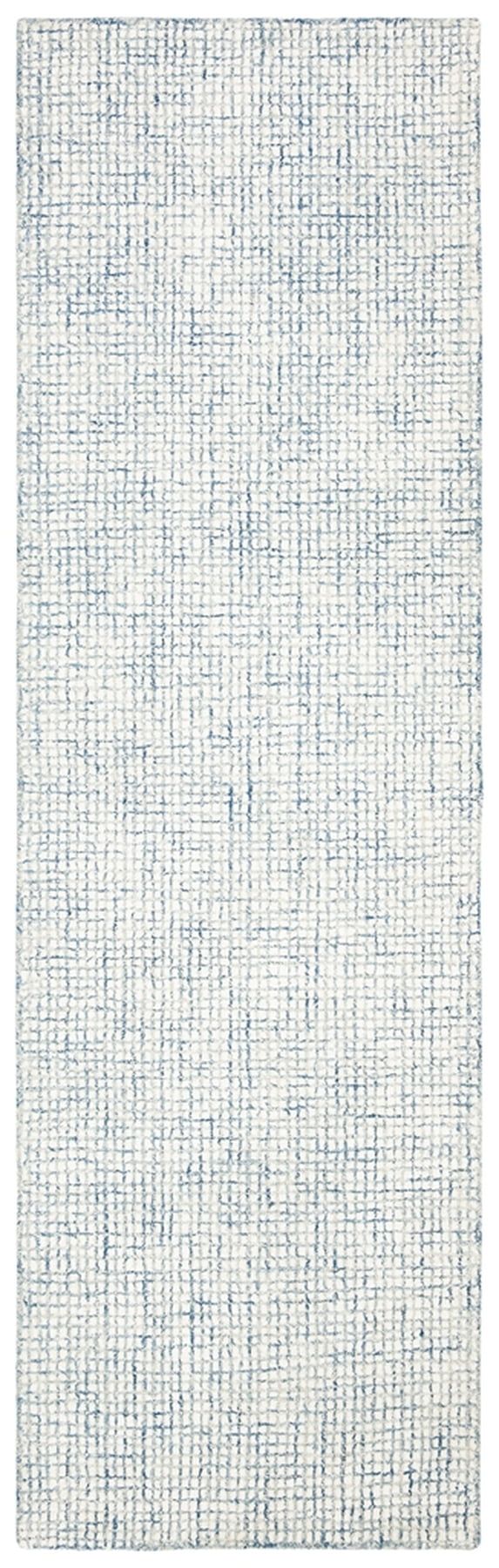 Hand-Tufted Ivory & Blue Wool-Viscose Abstract Runner Rug, 2'3" x 16'