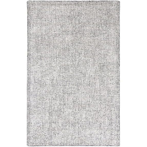 Hand-Tufted Ivory & Black Wool-Viscose Abstract Square Rug, 6' x 6'