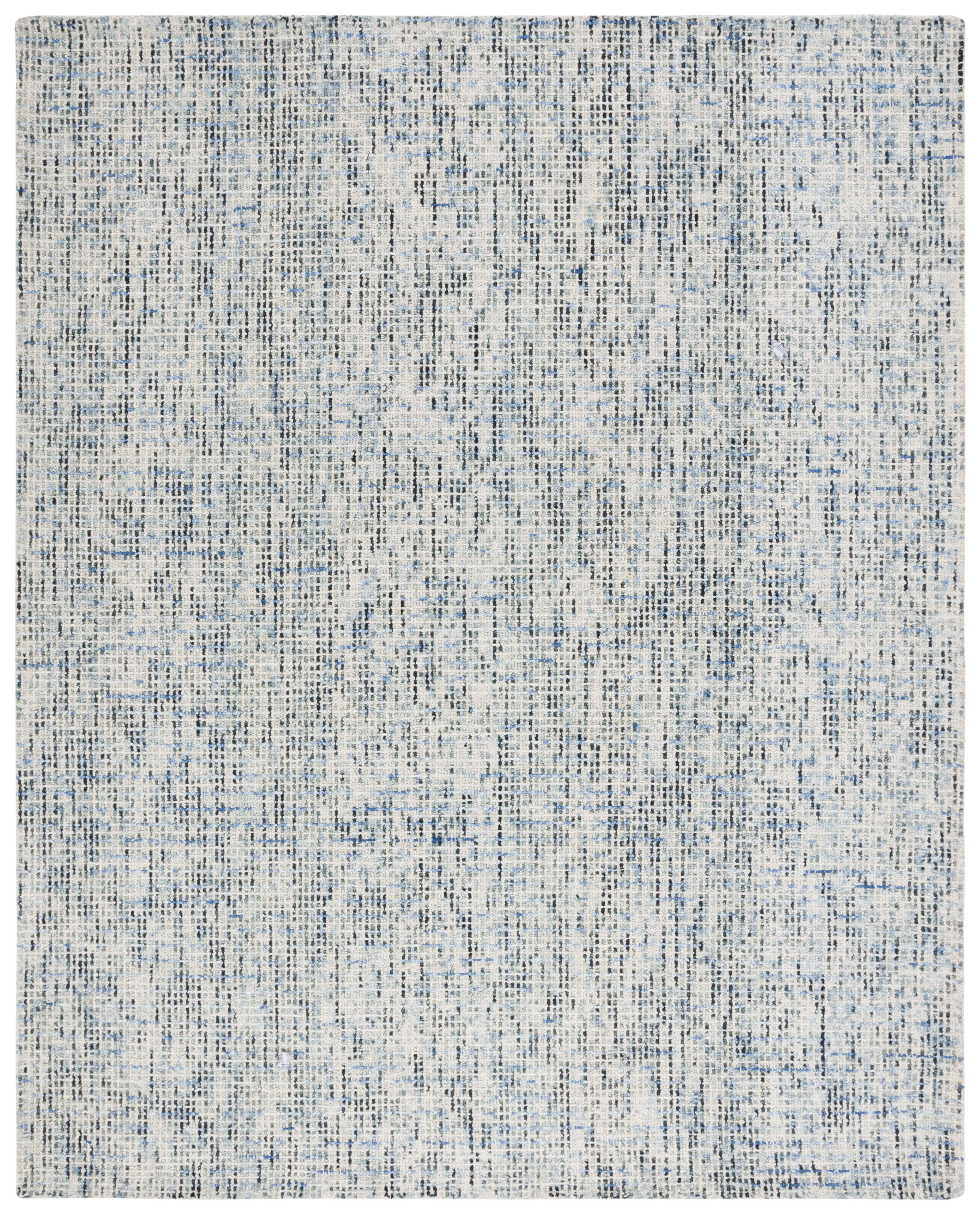 Handmade Blue and Charcoal Wool Abstract 10' x 14' Rug