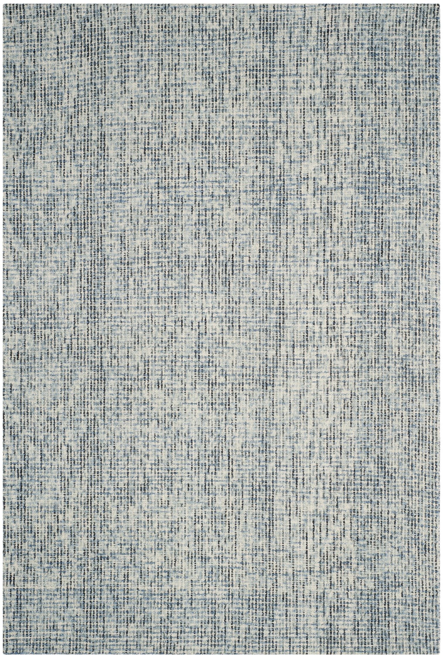 Handmade Blue and Charcoal Abstract Wool Area Rug