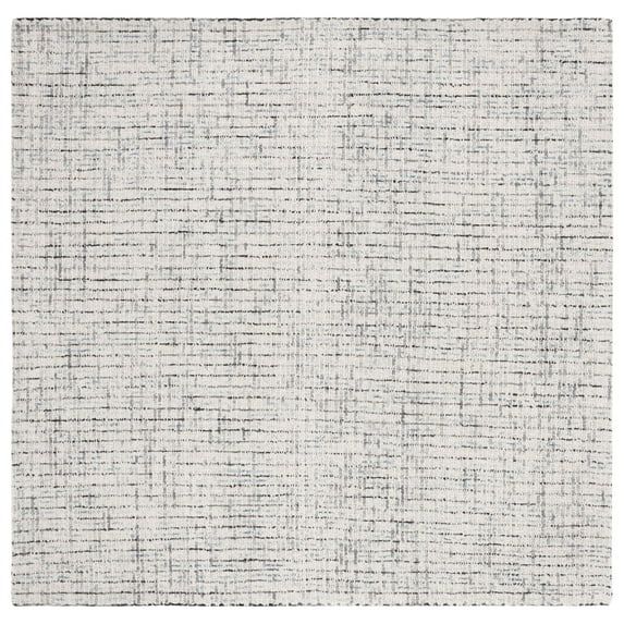 Handmade Grey and Ivory Wool Square Abstract Area Rug, 8' x 8'