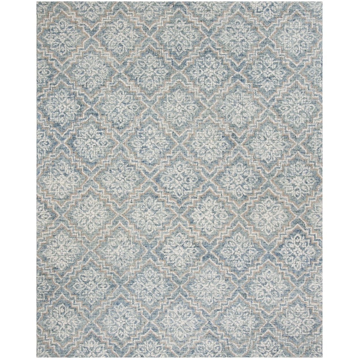 Handmade Tufted Blue Wool Abstract 9' x 12' Rug