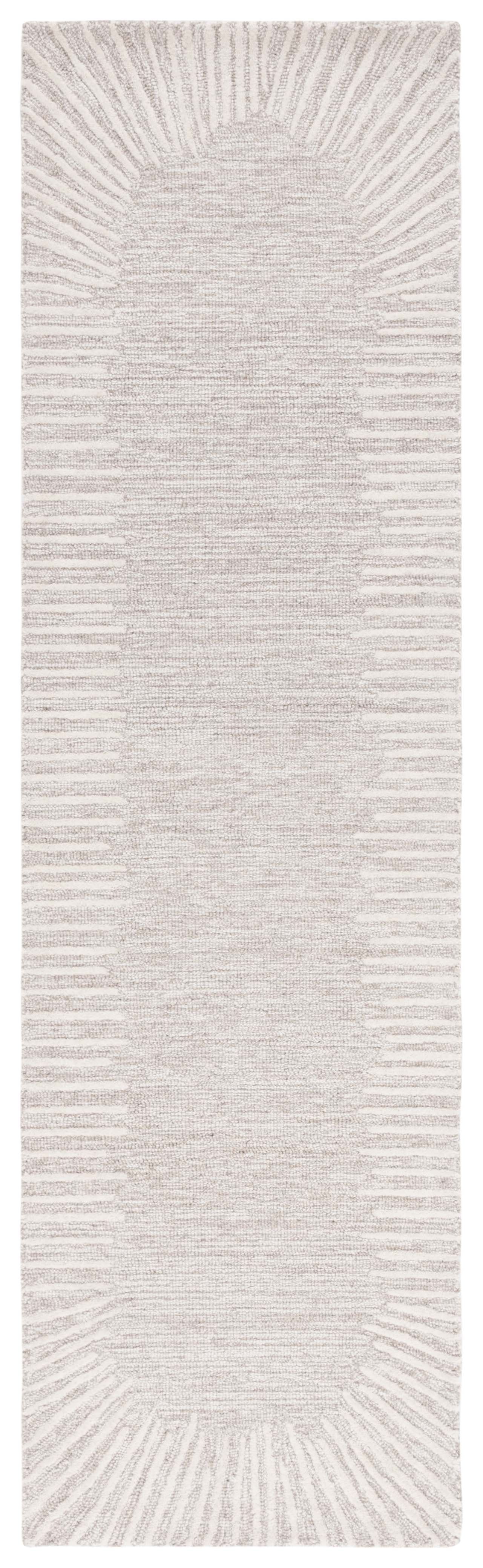 Natural Ivory Tufted Wool Abstract Runner Rug 2'3" x 10'