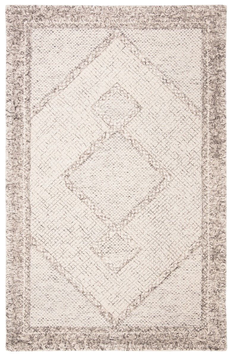 Elysian Ivory & Grey Abstract Hand-Tufted Wool Area Rug - 9' x 12'