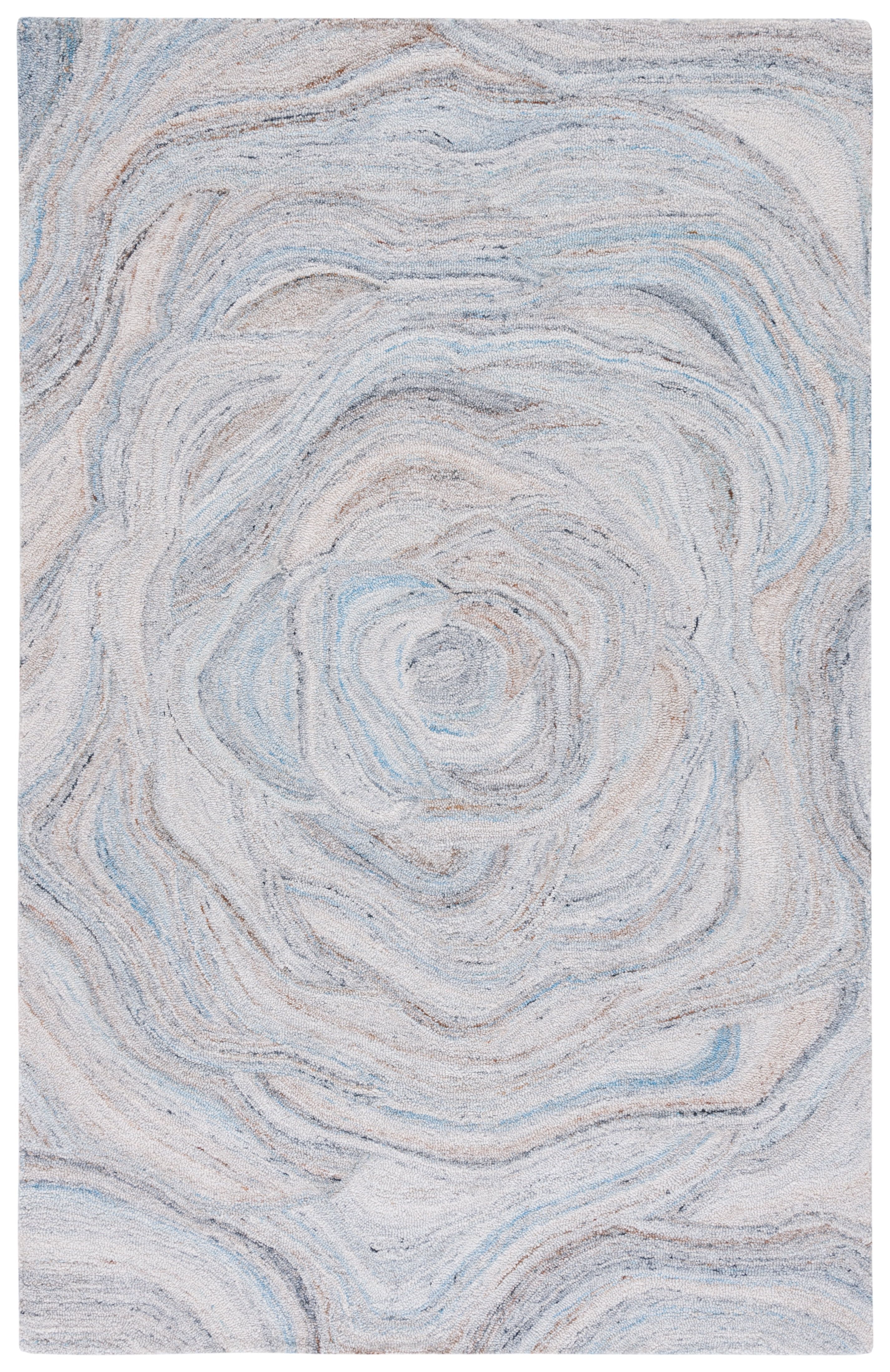 Handmade Blue and Beige Abstract Wool Area Rug