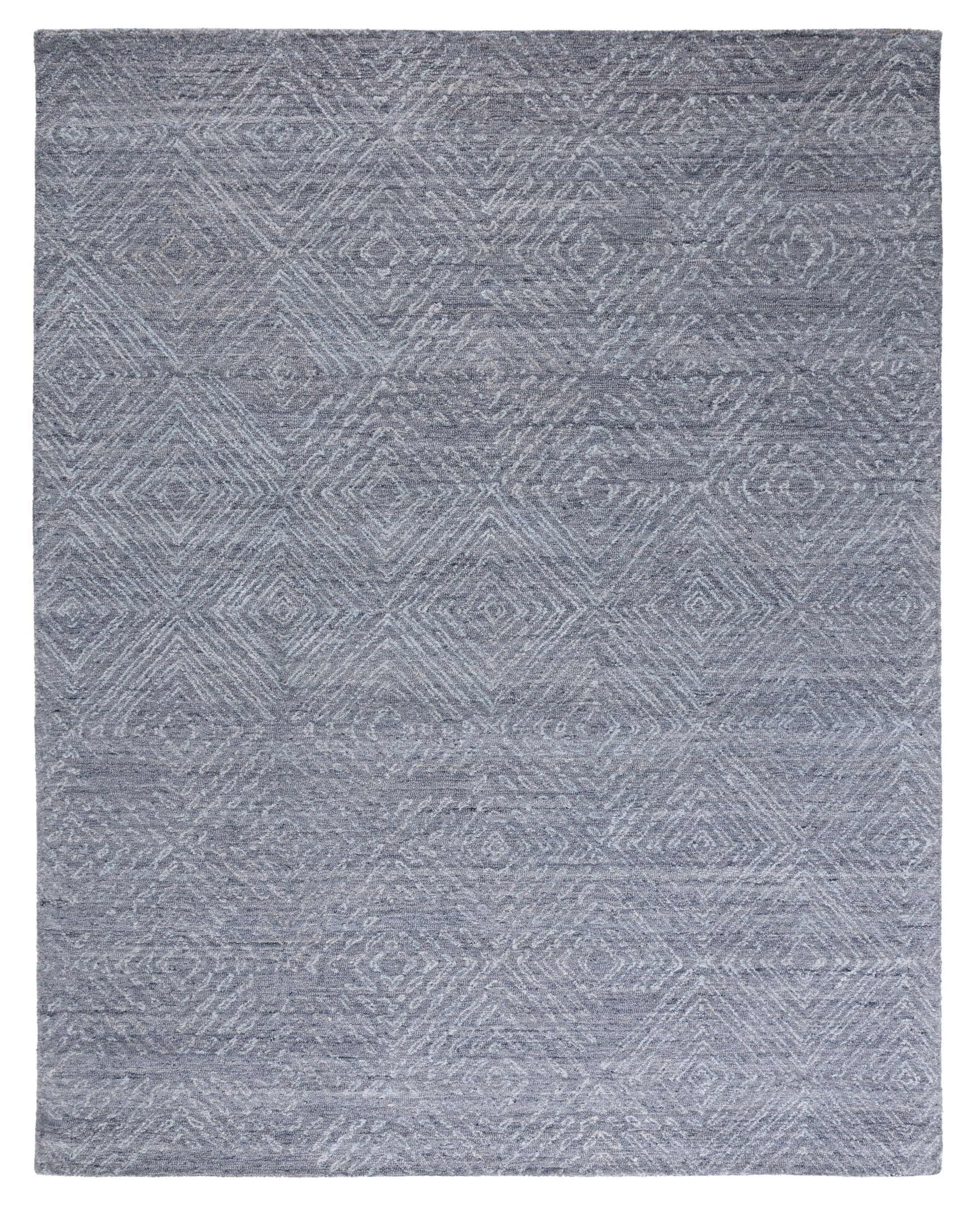 Handmade Abstract Blue Tufted Wool Blend Area Rug, 10' x 14'