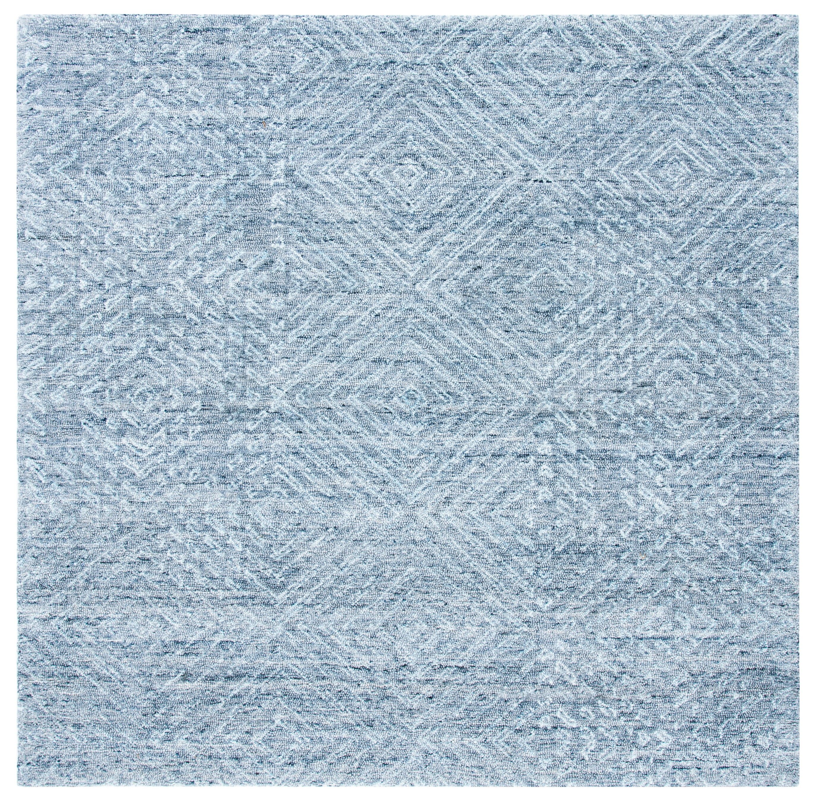 Handmade Abstract Blue Wool & Synthetic 6' Square Area Rug