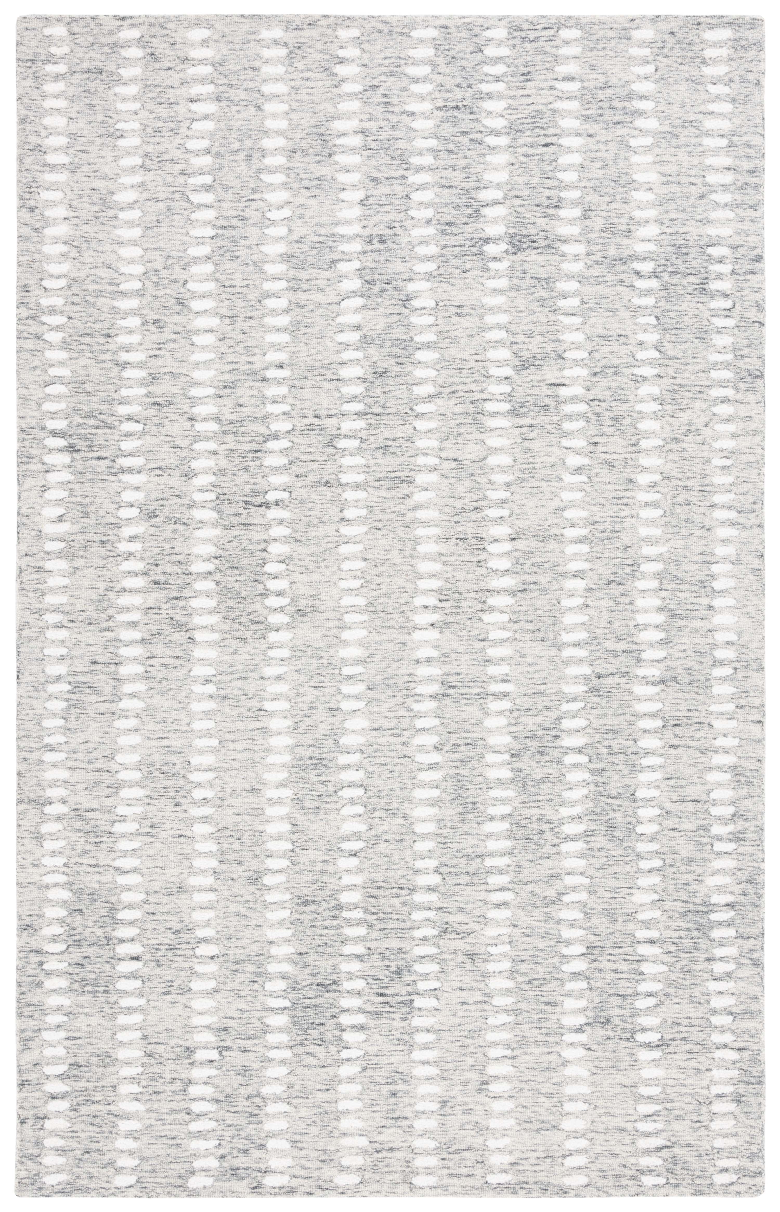 Gray and Ivory Wool Chenille Abstract 3' x 5' Area Rug