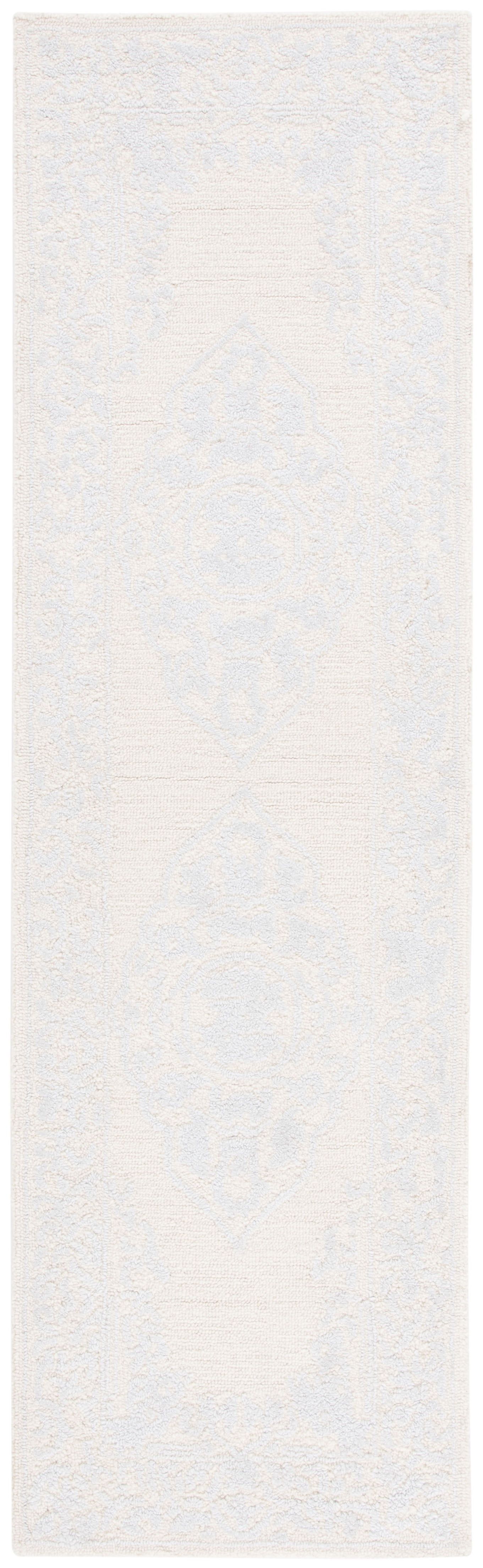 Ivory and Beige Wool Abstract Runner Rug, 2'3" x 8'