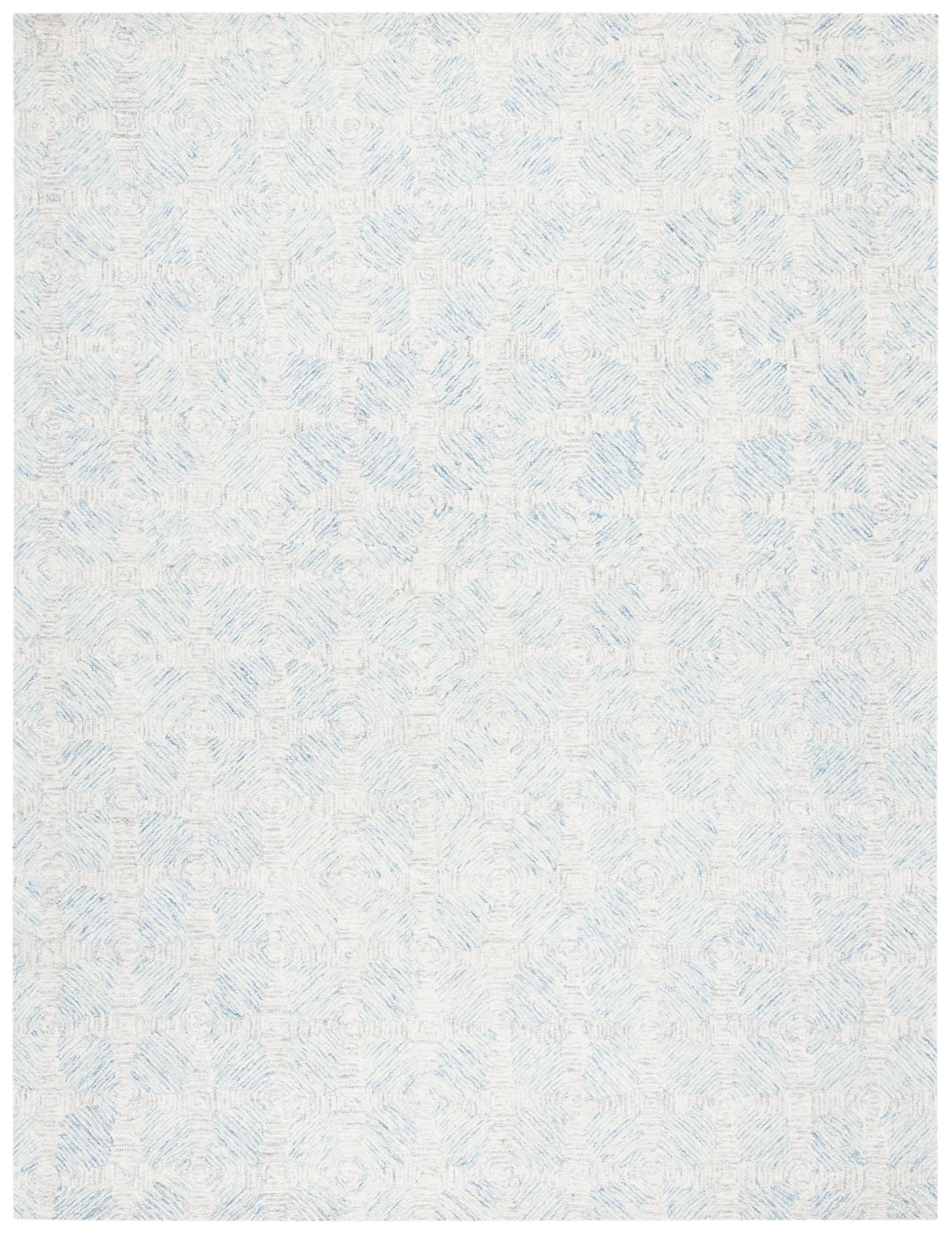 Handmade Light Blue Abstract Wool Area Rug, 9' x 12'