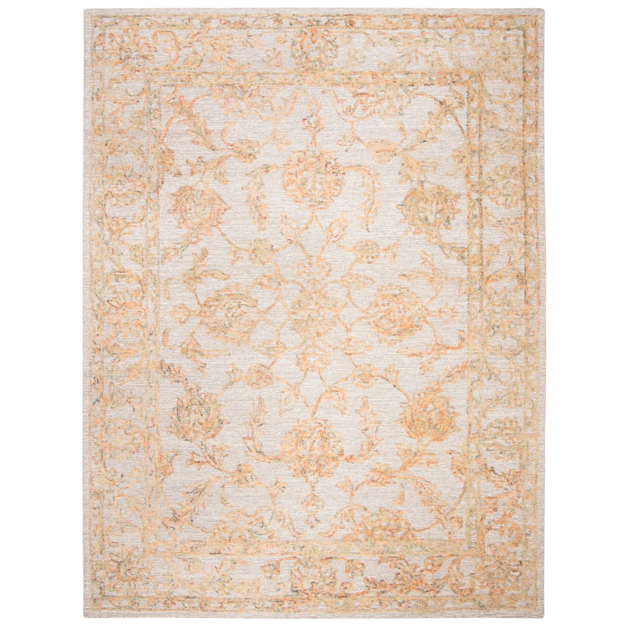 Handmade Abstract Beige & Gold Tufted Wool Area Rug, 8' x 10'