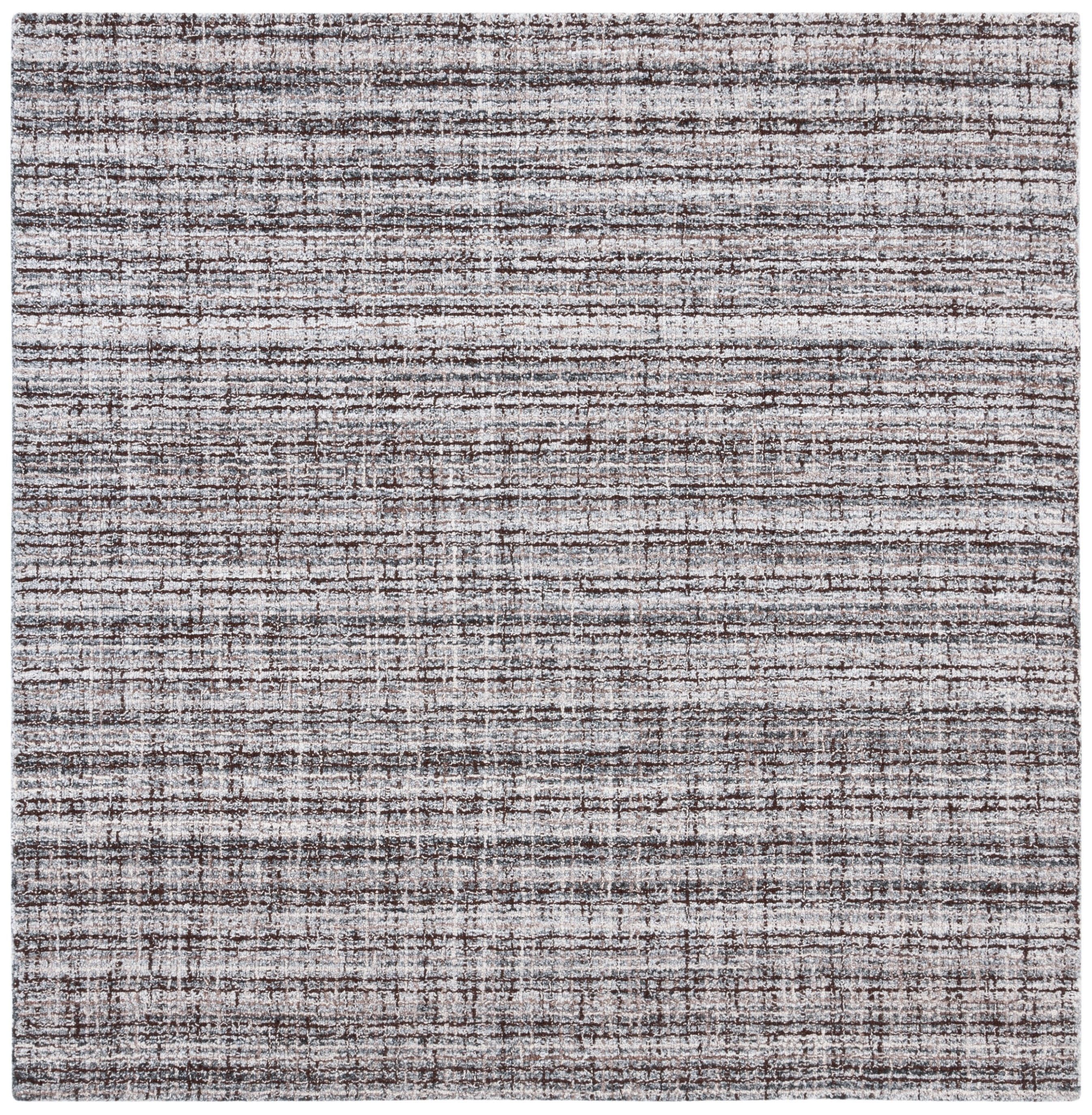 Gray and Brown Abstract Wool 6' x 6' Square Area Rug