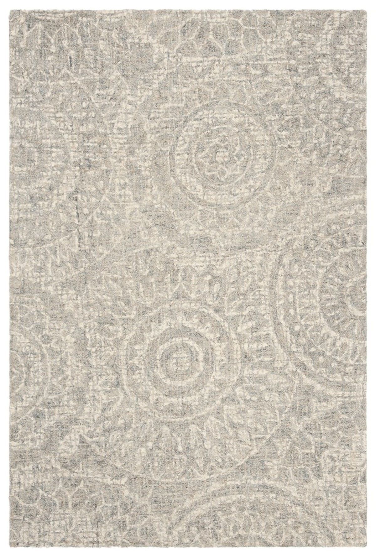 Ivory and Gray Handmade Wool Tufted Abstract 3' x 5' Rug