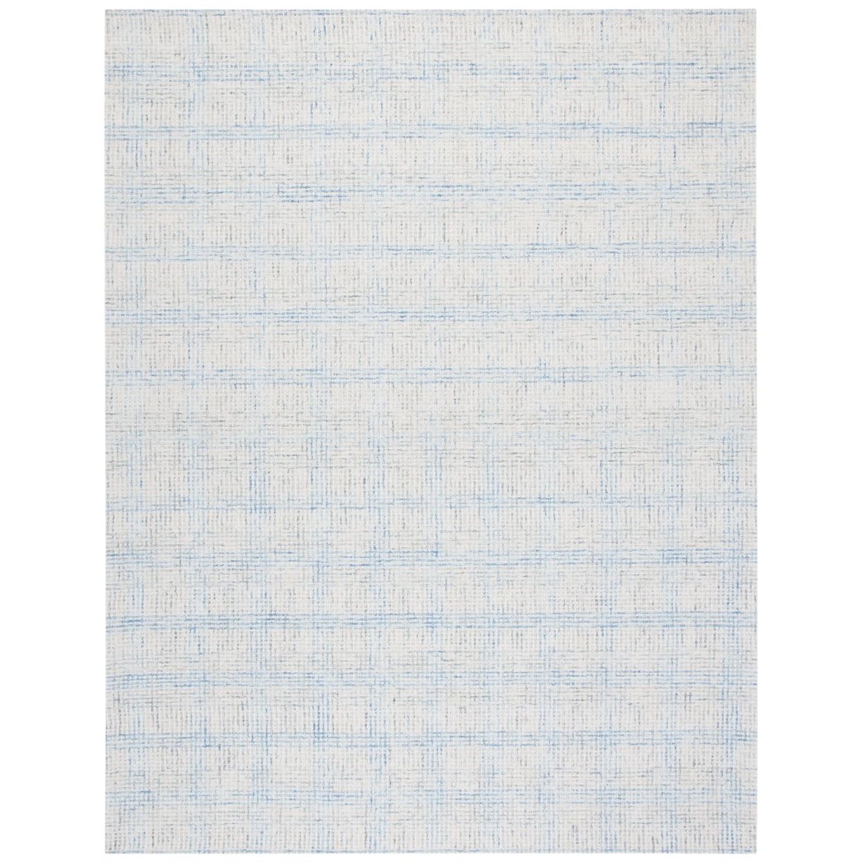 Ivory and Beige Handmade Wool Abstract Area Rug 5' x 8'