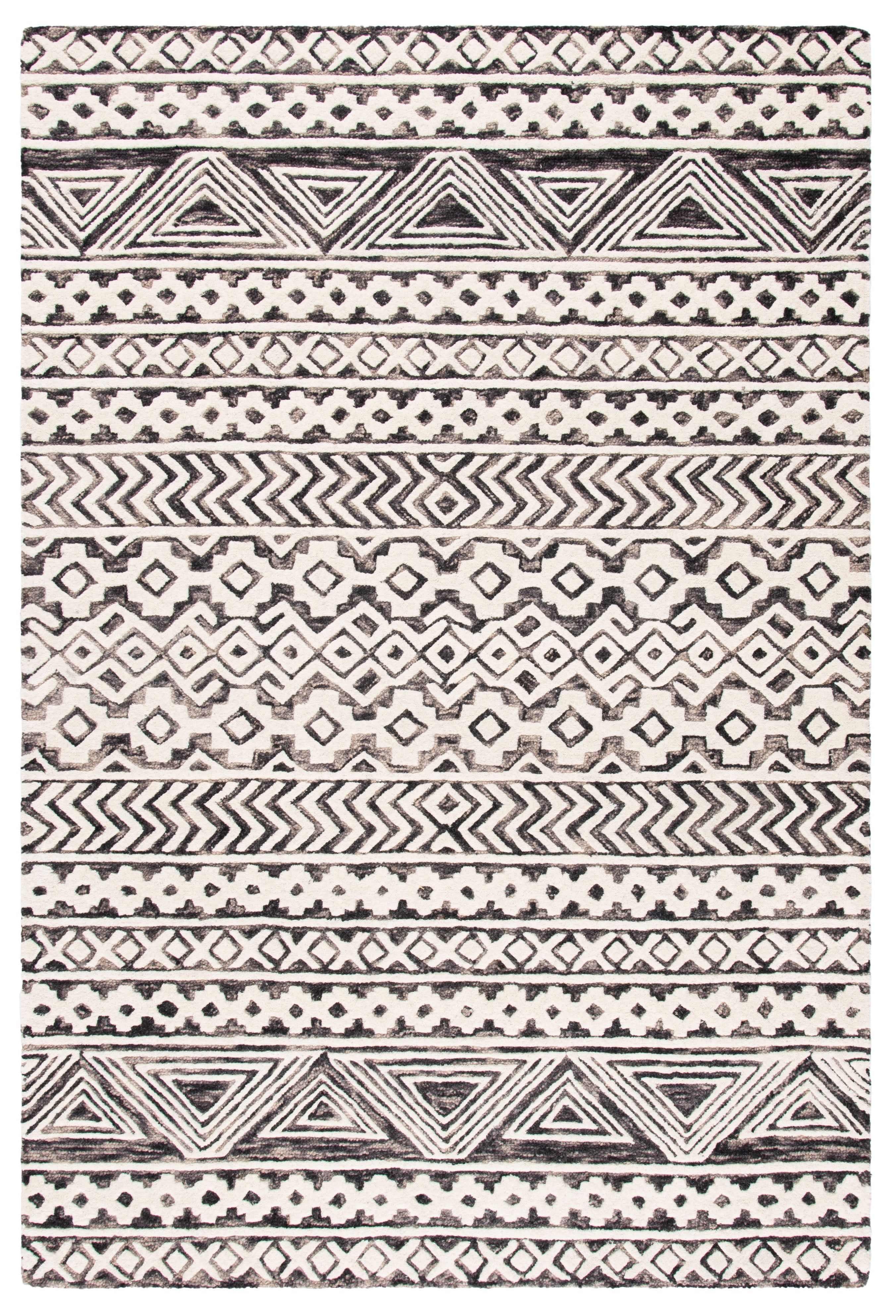 SAFAVIEH Abstract Zachariah Geometric Area Rug, Ivory/Grey, 10' x 14'