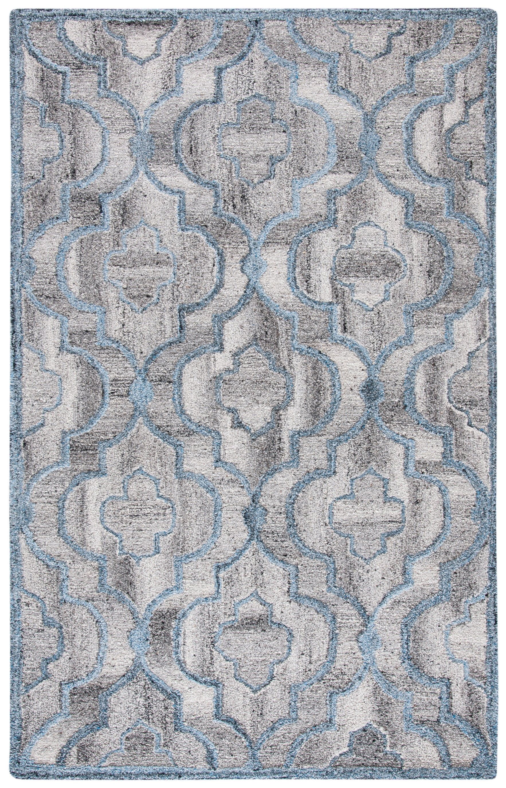 Hand-Tufted Abstract Blue Wool & Viscose 9' x 12' Area Rug