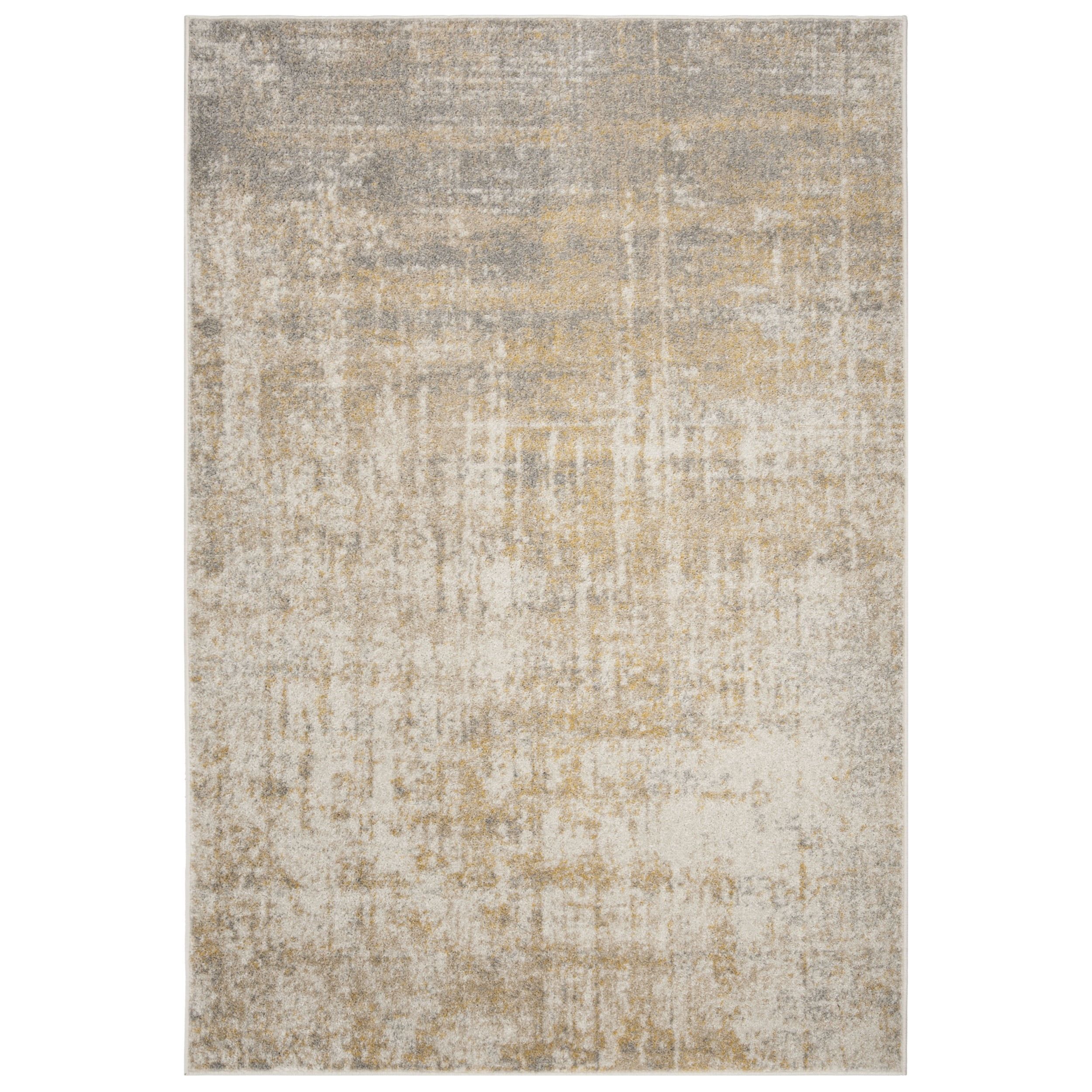 Gray and Gold 9' x 12' Synthetic Rectangular Area Rug