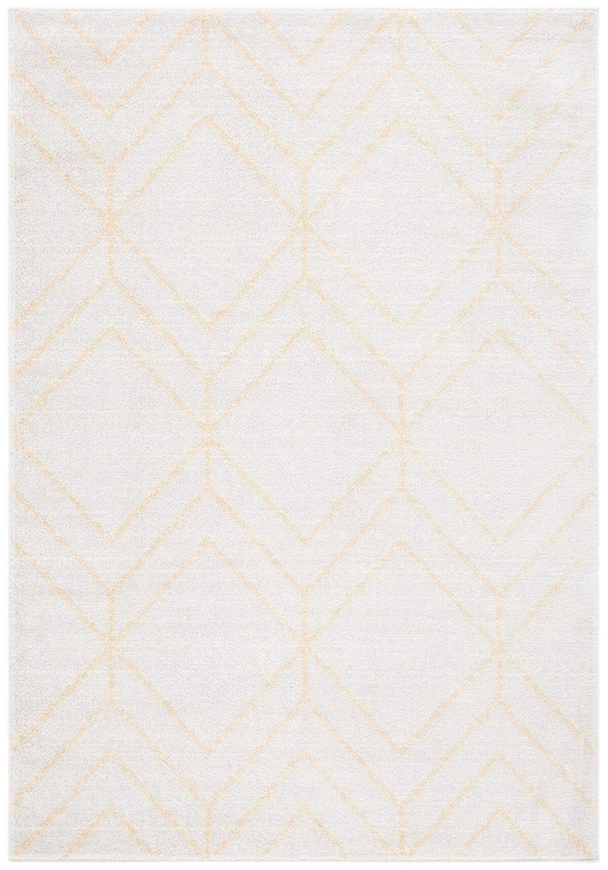 Ivory and Gold Geometric 9' x 12' Synthetic Area Rug