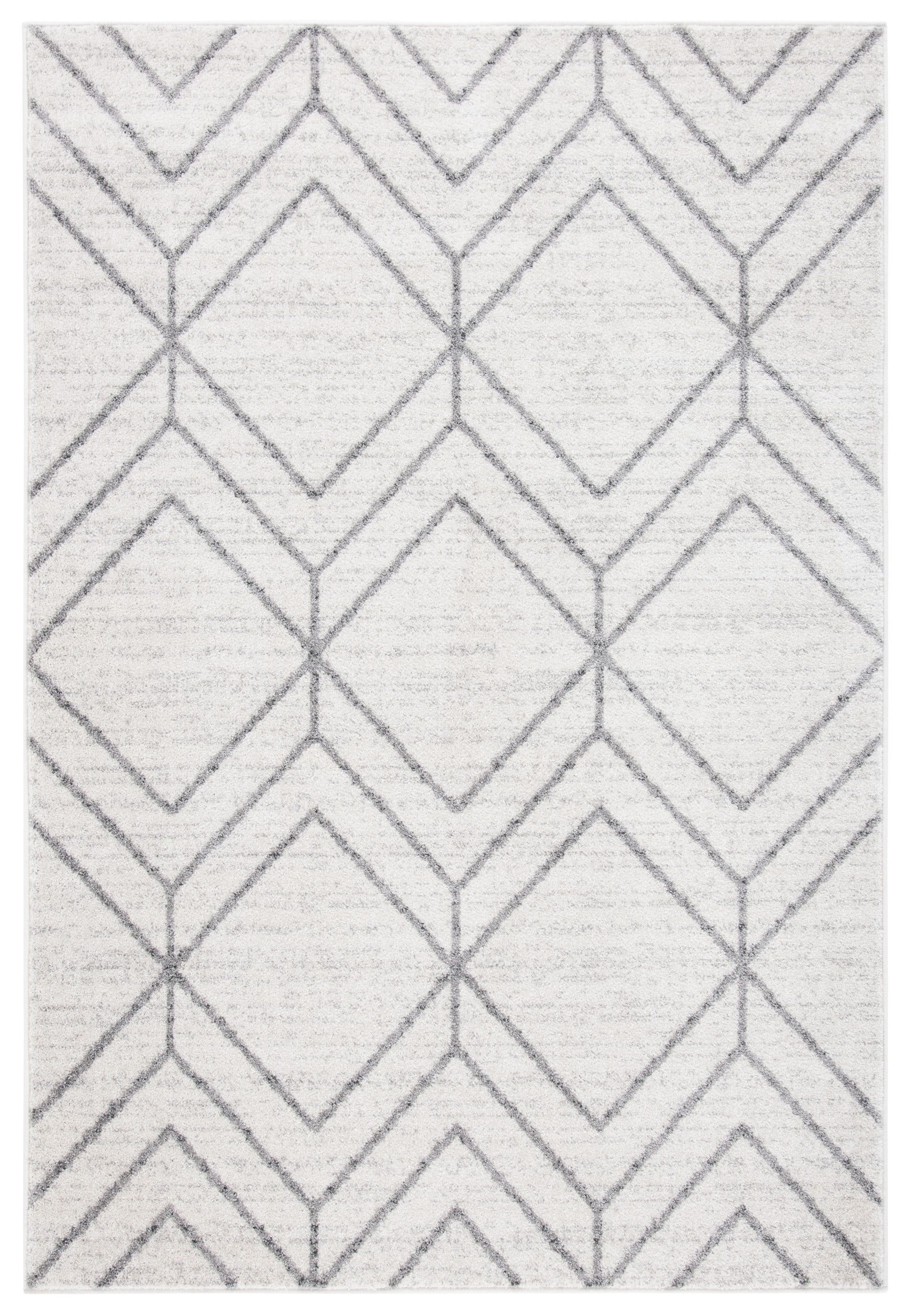 Geometric Light & Dark Grey Easy-Care Synthetic Area Rug - 10' x 14'