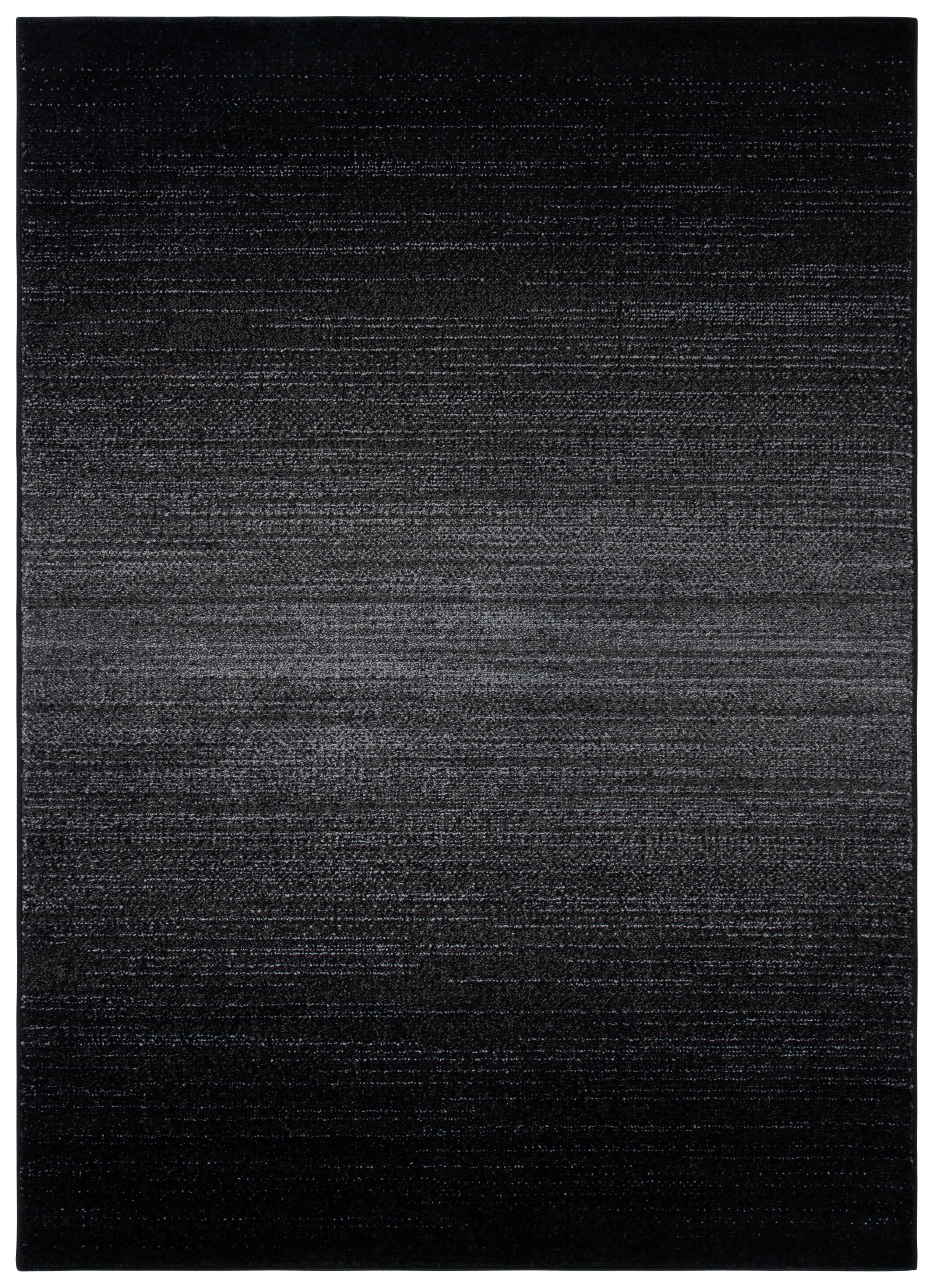 Black and Grey Abstract Synthetic Tufted Round Rug, 3' x 5'