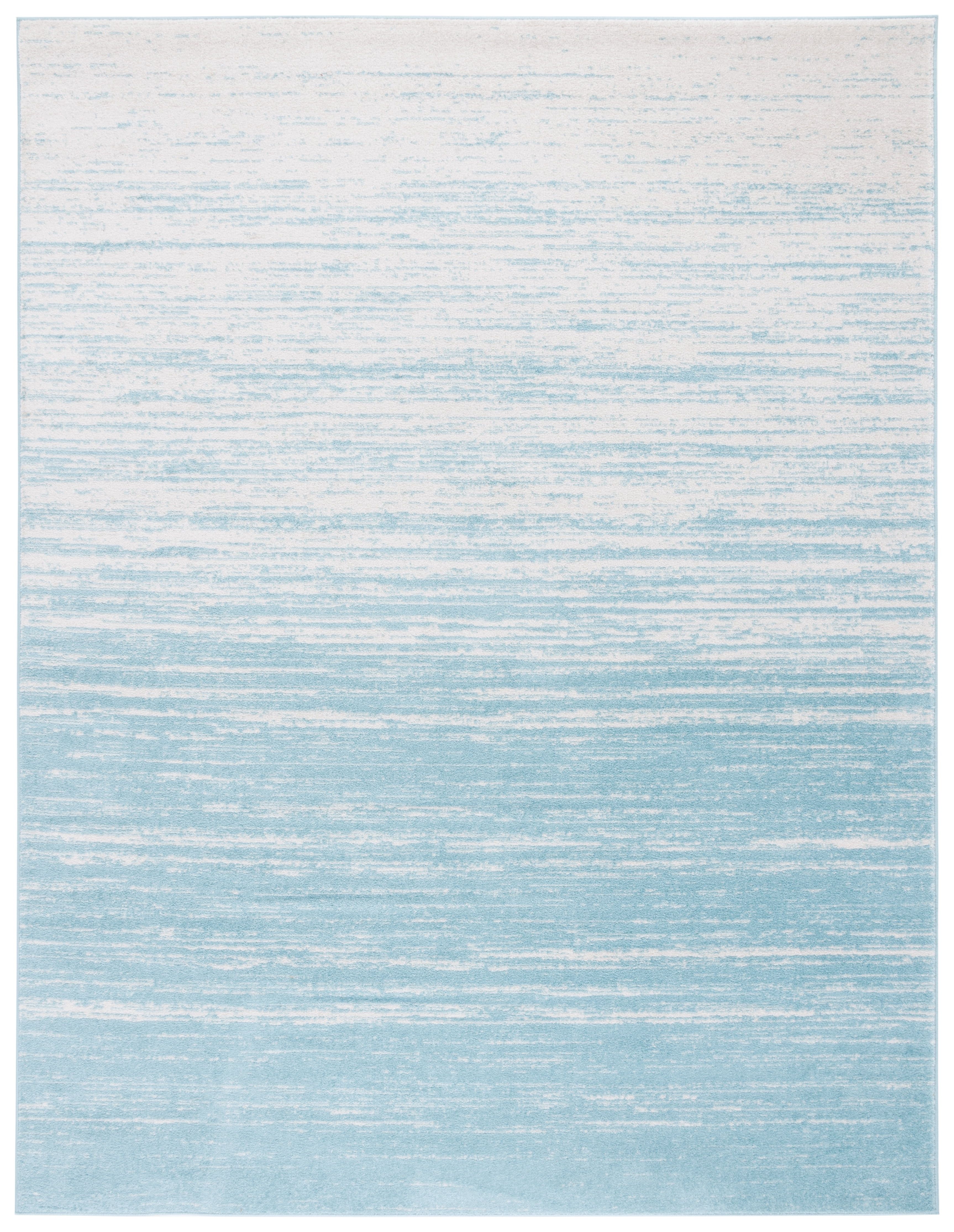 Aqua and Ivory Ombre 9' x 12' Synthetic Area Rug