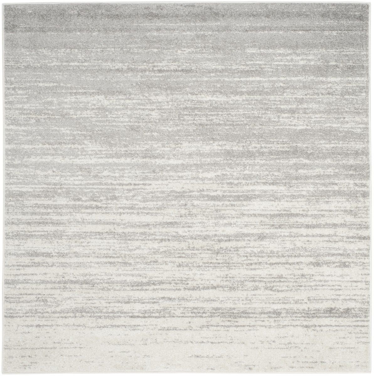 Ivory and Silver Ombre Square Synthetic Area Rug