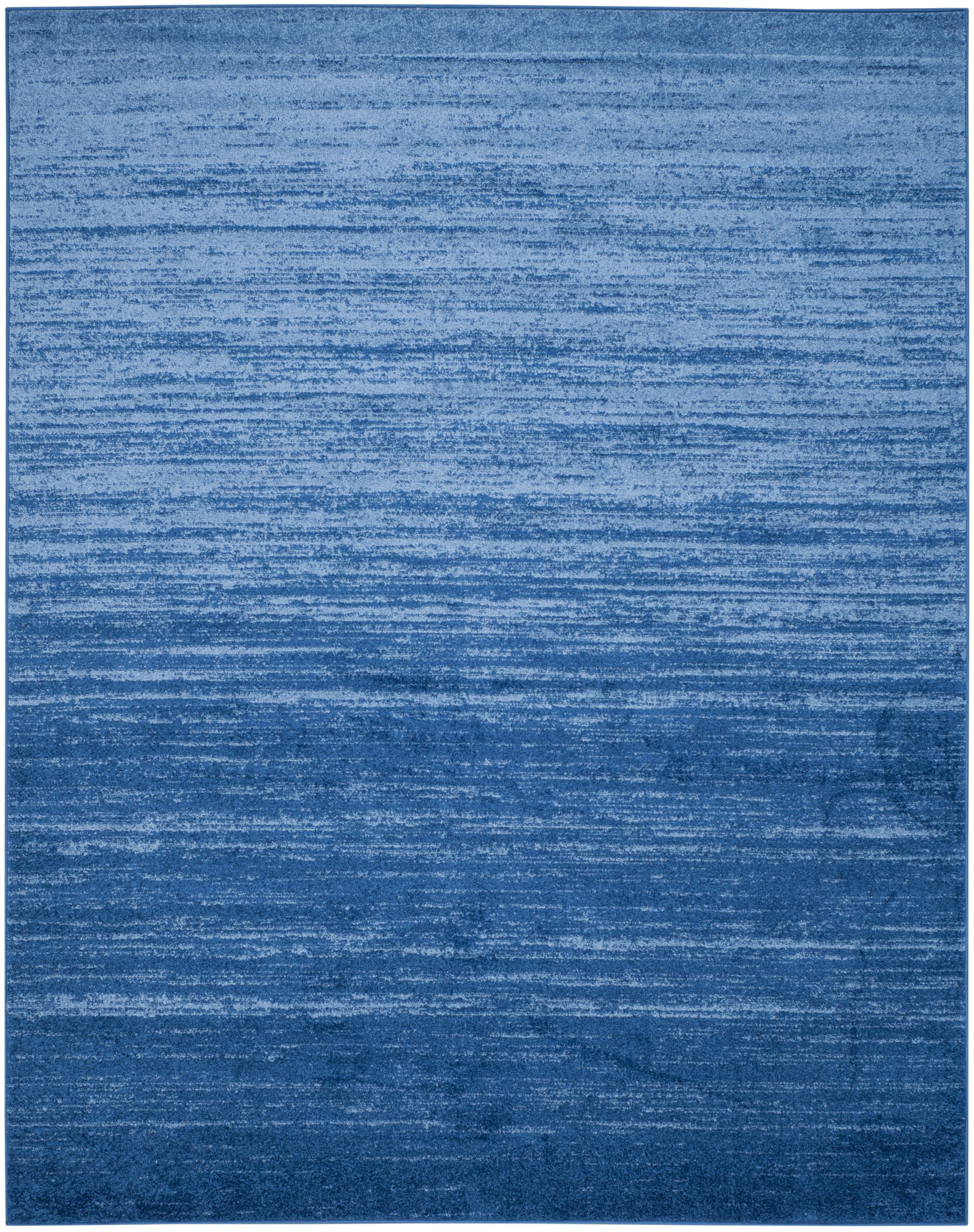 Light Blue and Dark Blue Synthetic Abstract Area Rug, 10' x 14'