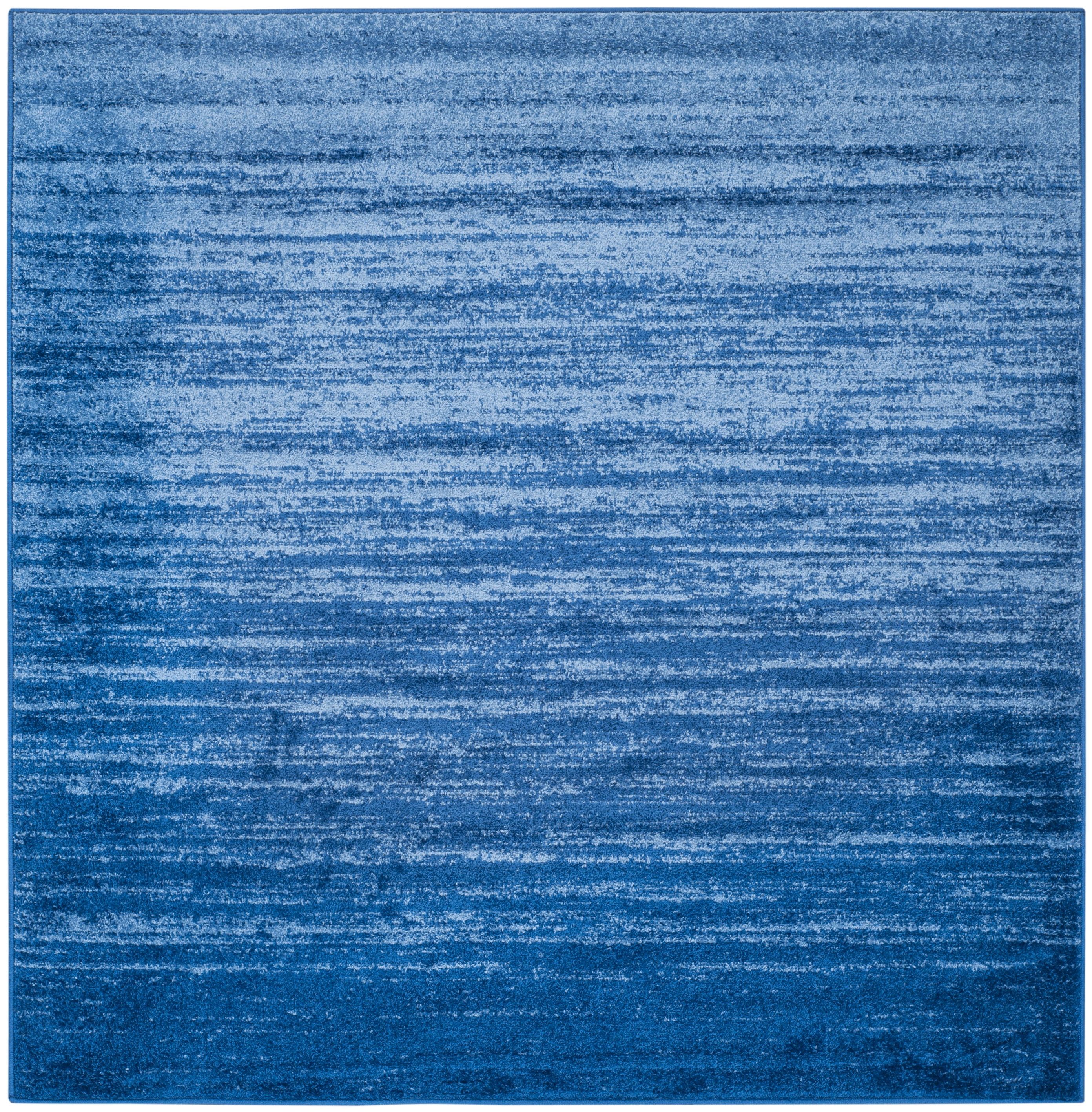 Light Blue and Dark Blue Striped Synthetic Square Rug, 12' x 12'