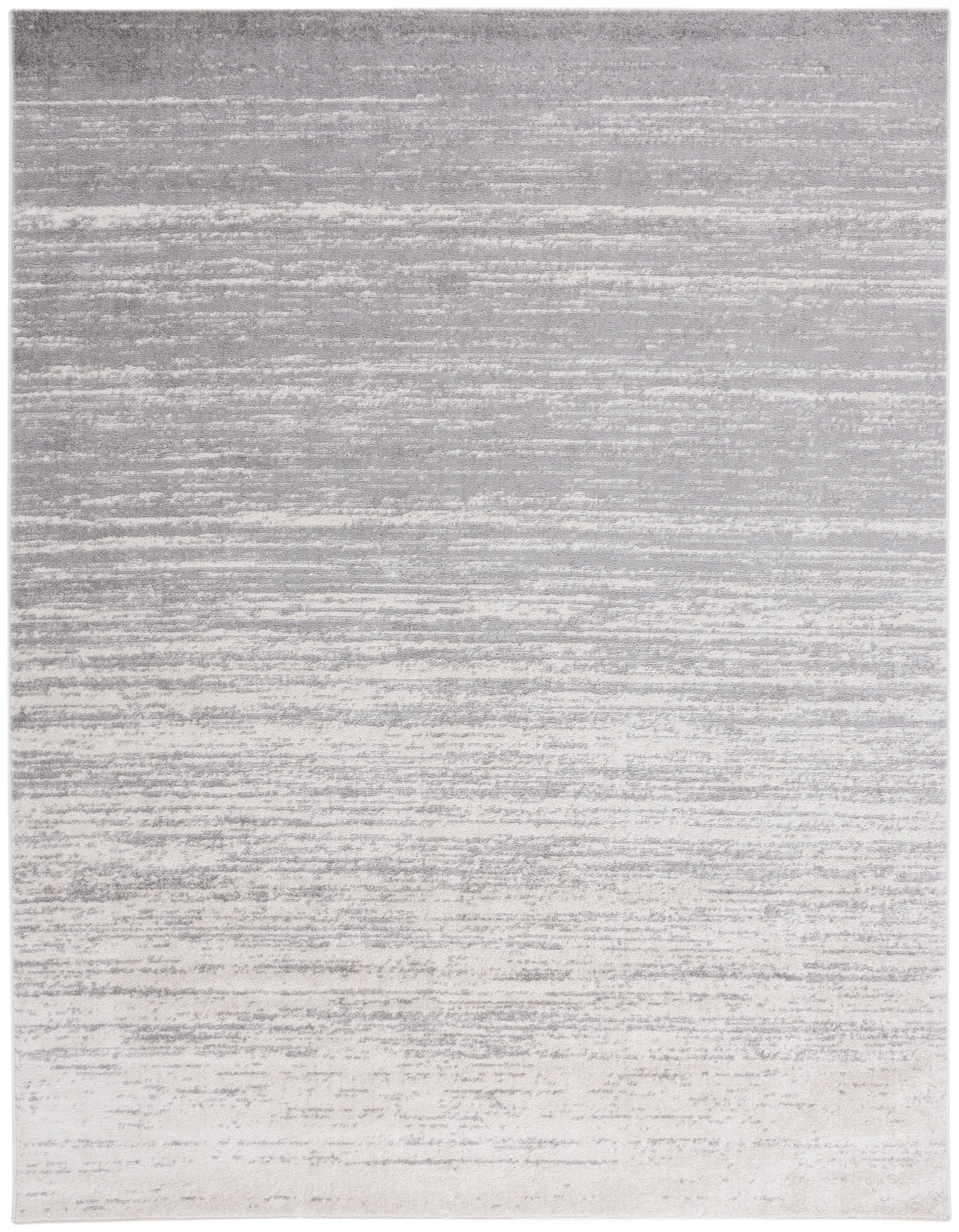 Light Grey and Grey Synthetic Reversible 10' x 14' Area Rug