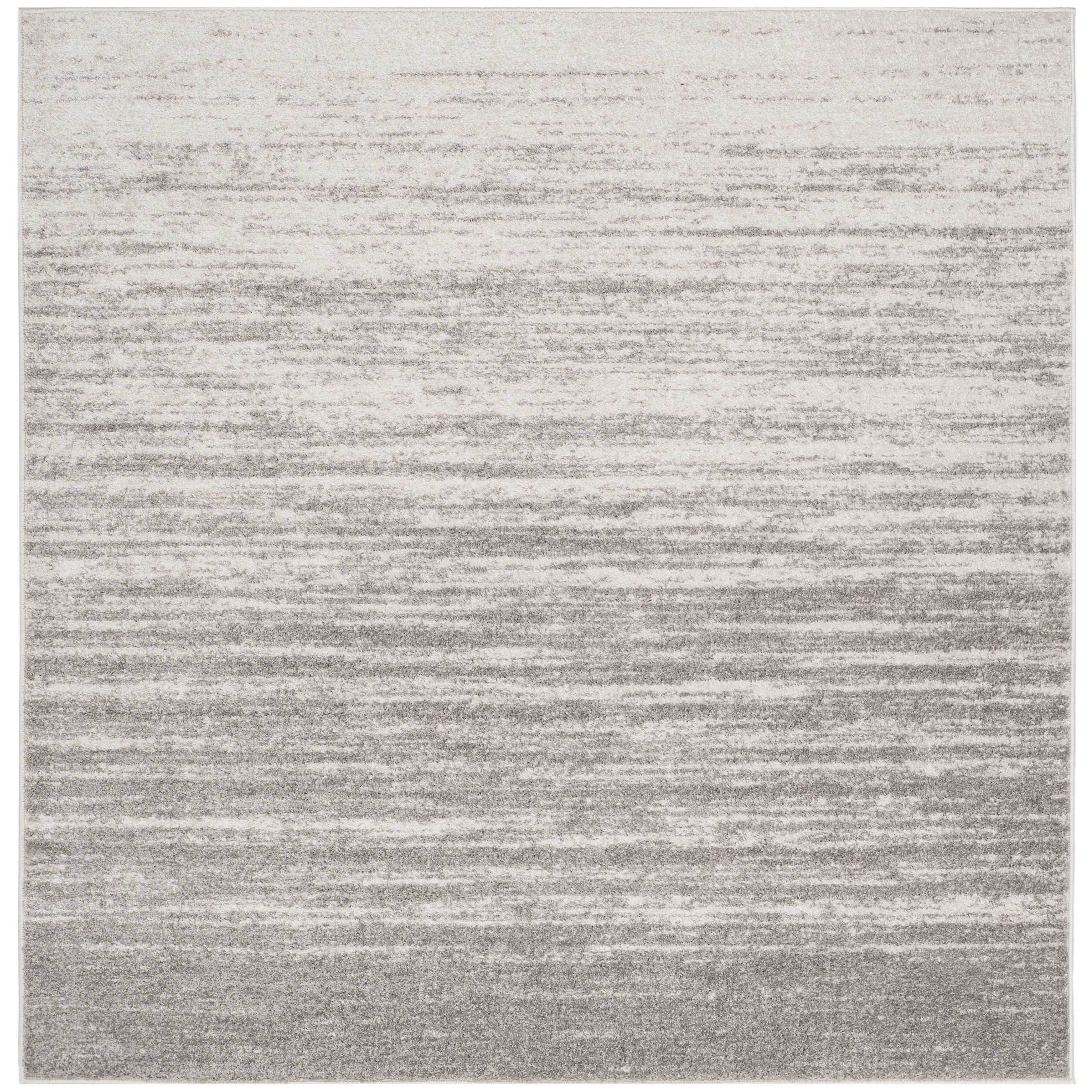 Elegant Ombre 12' Square Area Rug in Light Grey & Grey, Synthetic Easy-Care