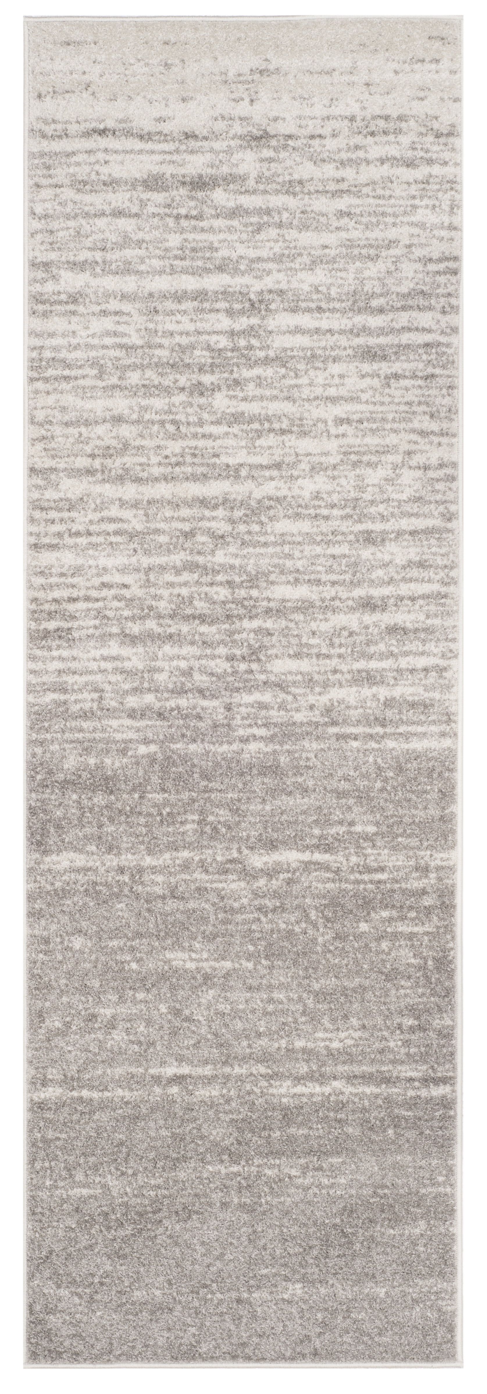 Light Grey and Grey Polypropylene Striped Runner Rug 2'6" x 6'