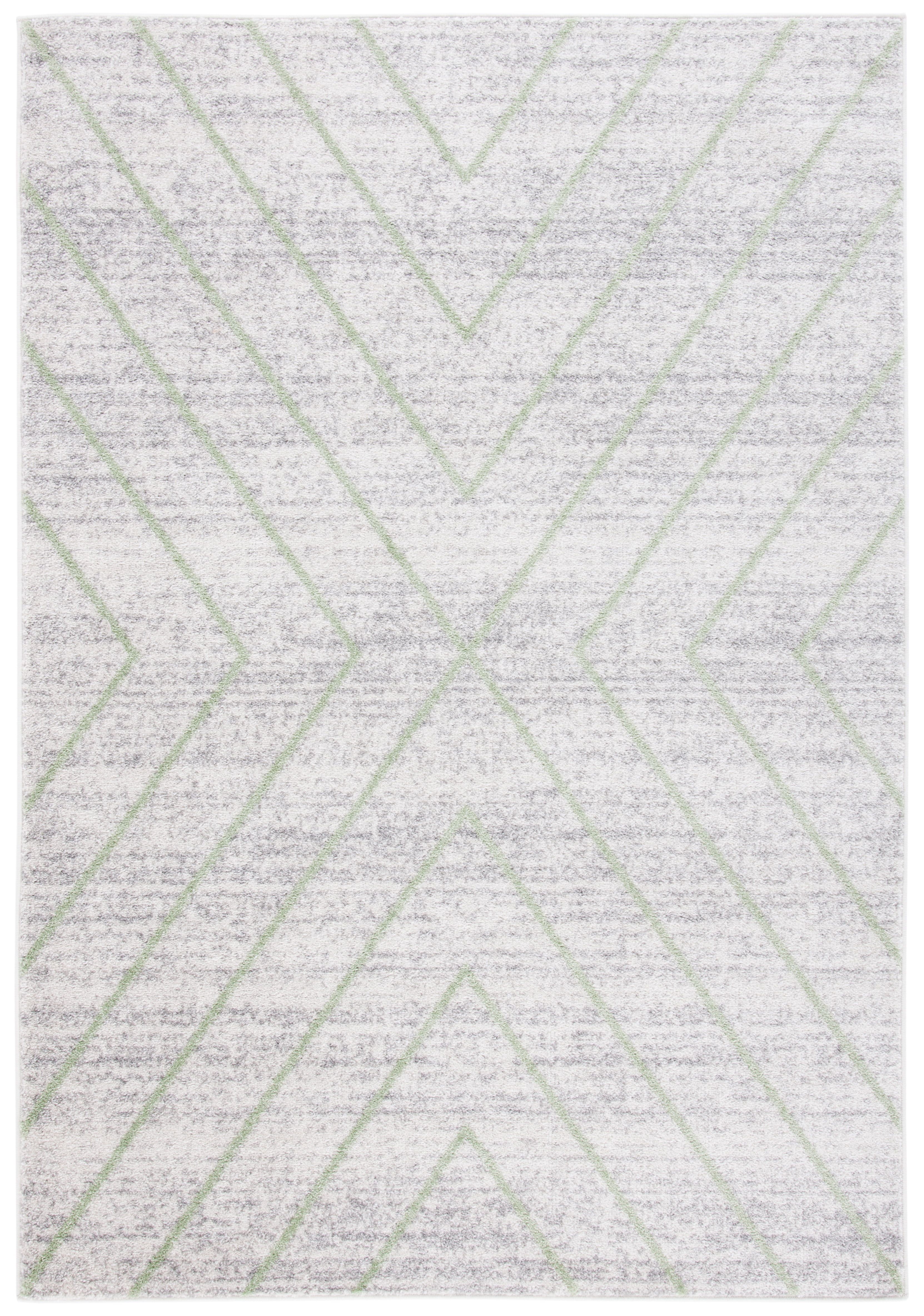 Grey and Green Geometric 9' x 12' Reversible Area Rug