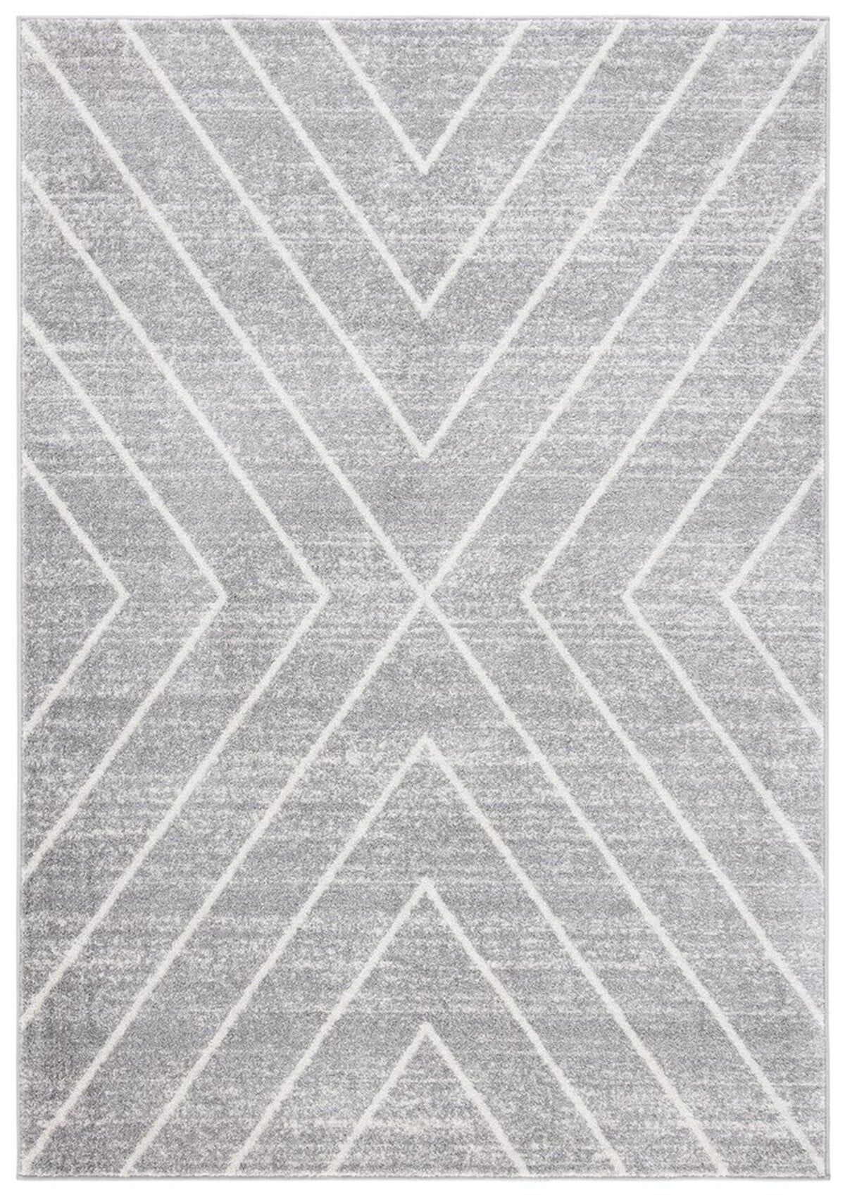 Grey and Ivory Geometric 6' x 6' Square Area Rug