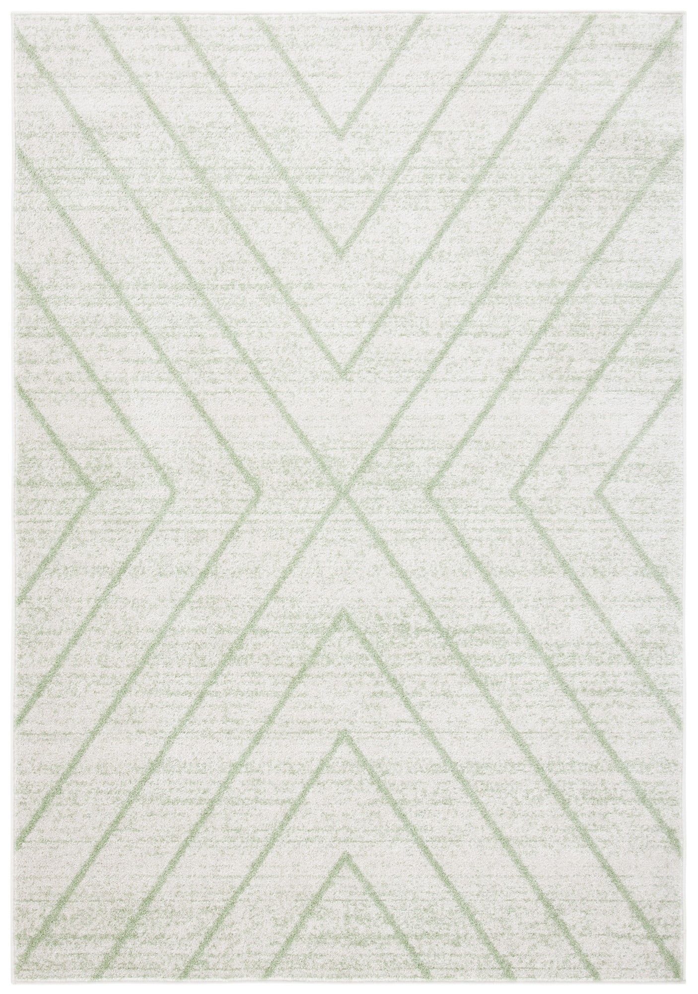 Ivory and Sage Rectangular Washable Synthetic Area Rug, 9' x 12'