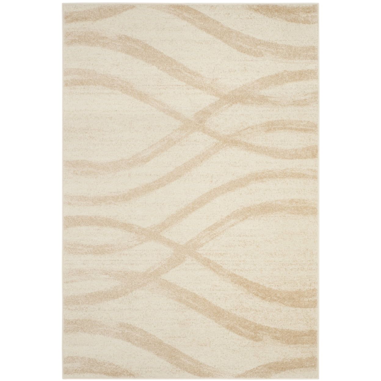 Cream and Champagne Abstract Rectangular Area Rug