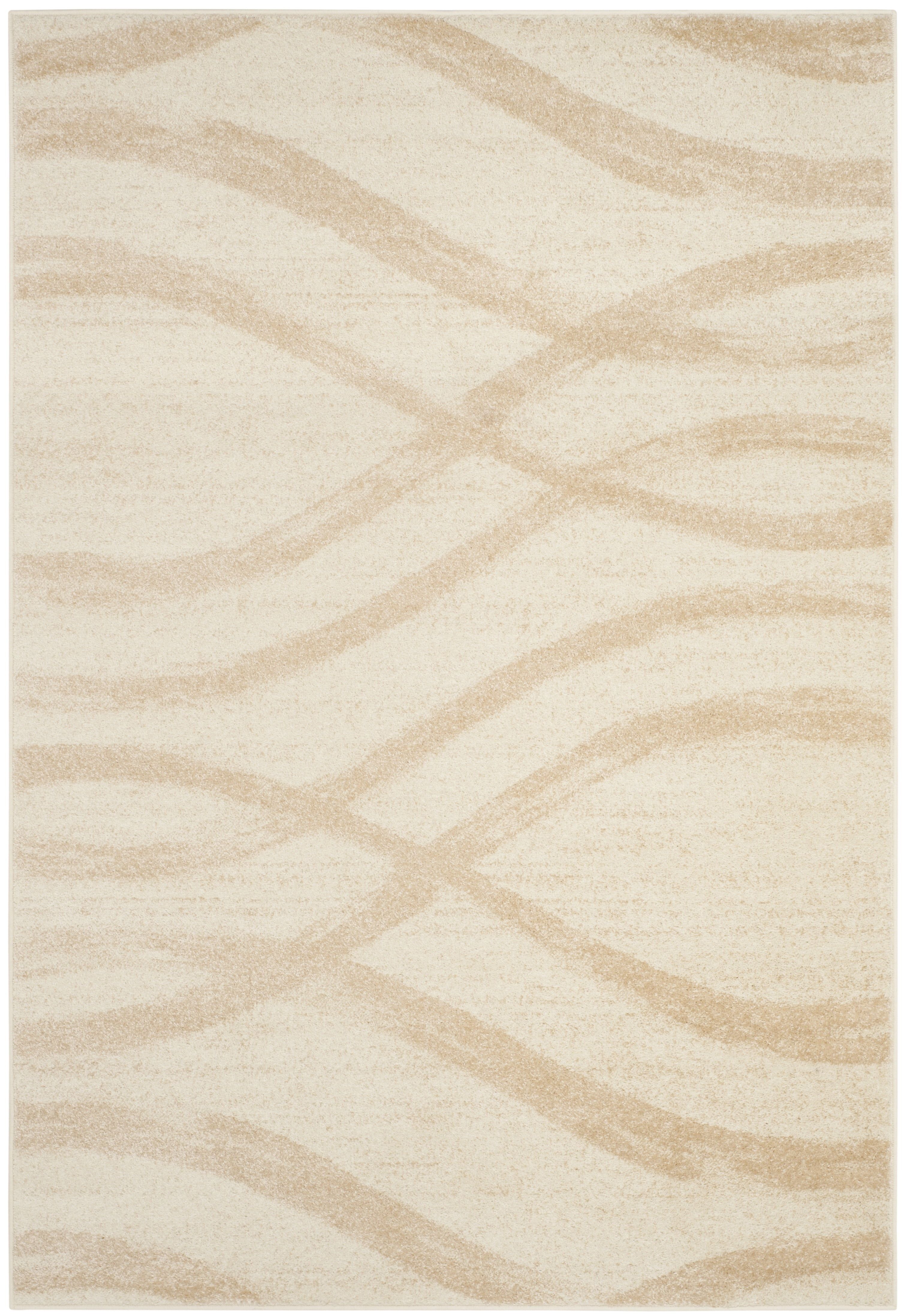 Cream and Champagne Abstract Rectangular Area Rug