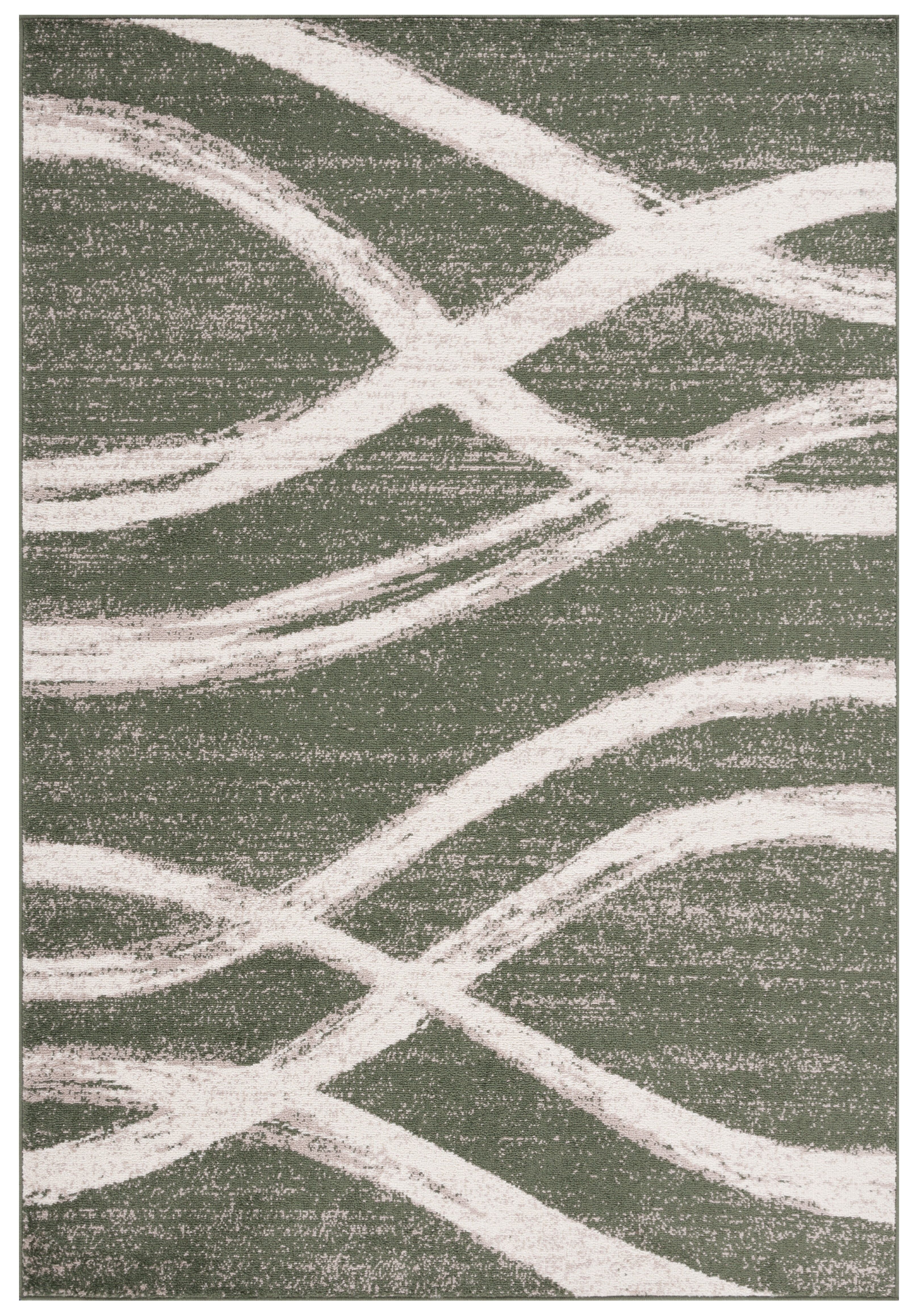 6' x 9' Dark Green and Ivory Synthetic Rectangular Rug