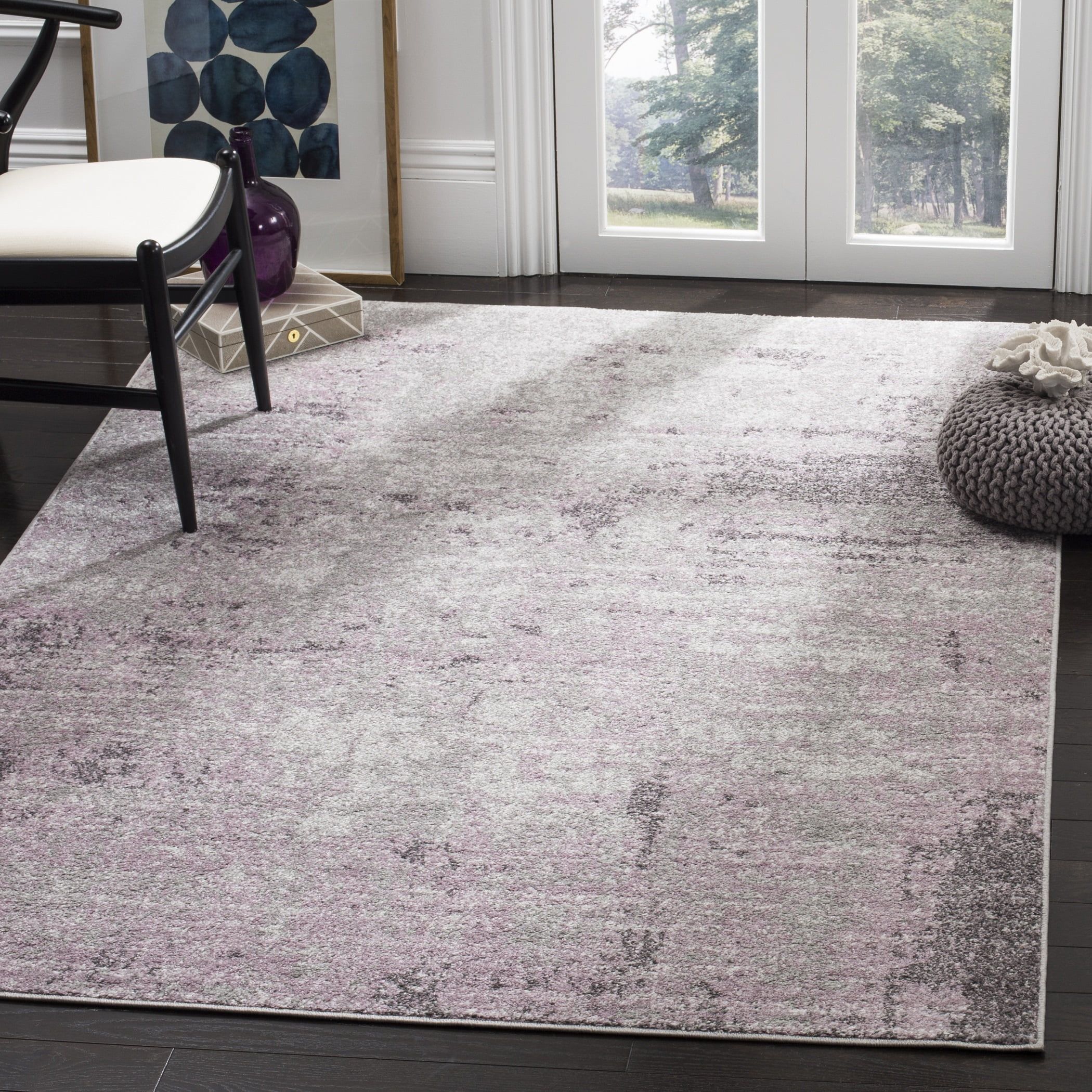 Gray and Purple Abstract 9' x 12' Reversible Area Rug