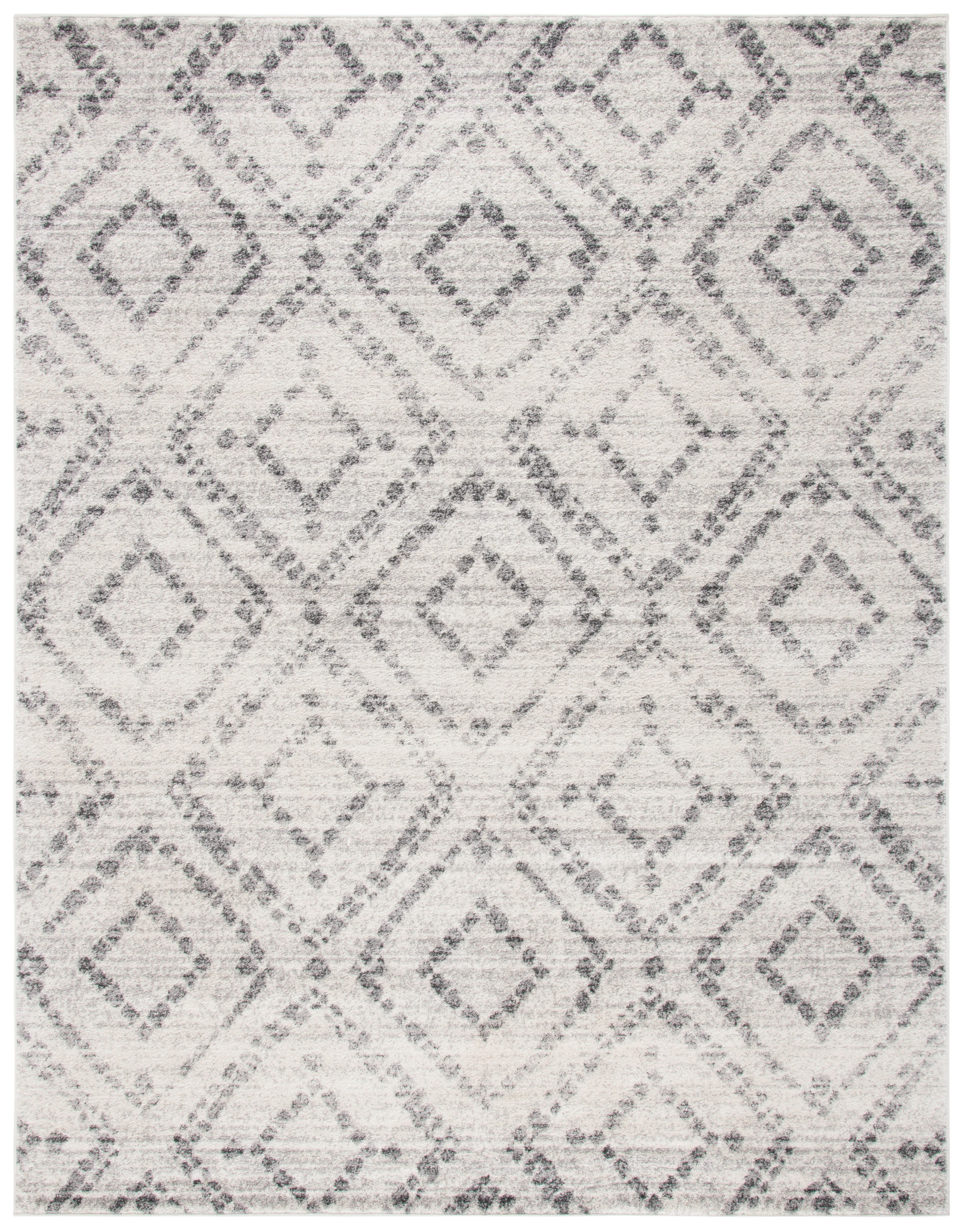 Light Grey and Grey Synthetic Reversible Geometric Area Rug, 10' x 14'