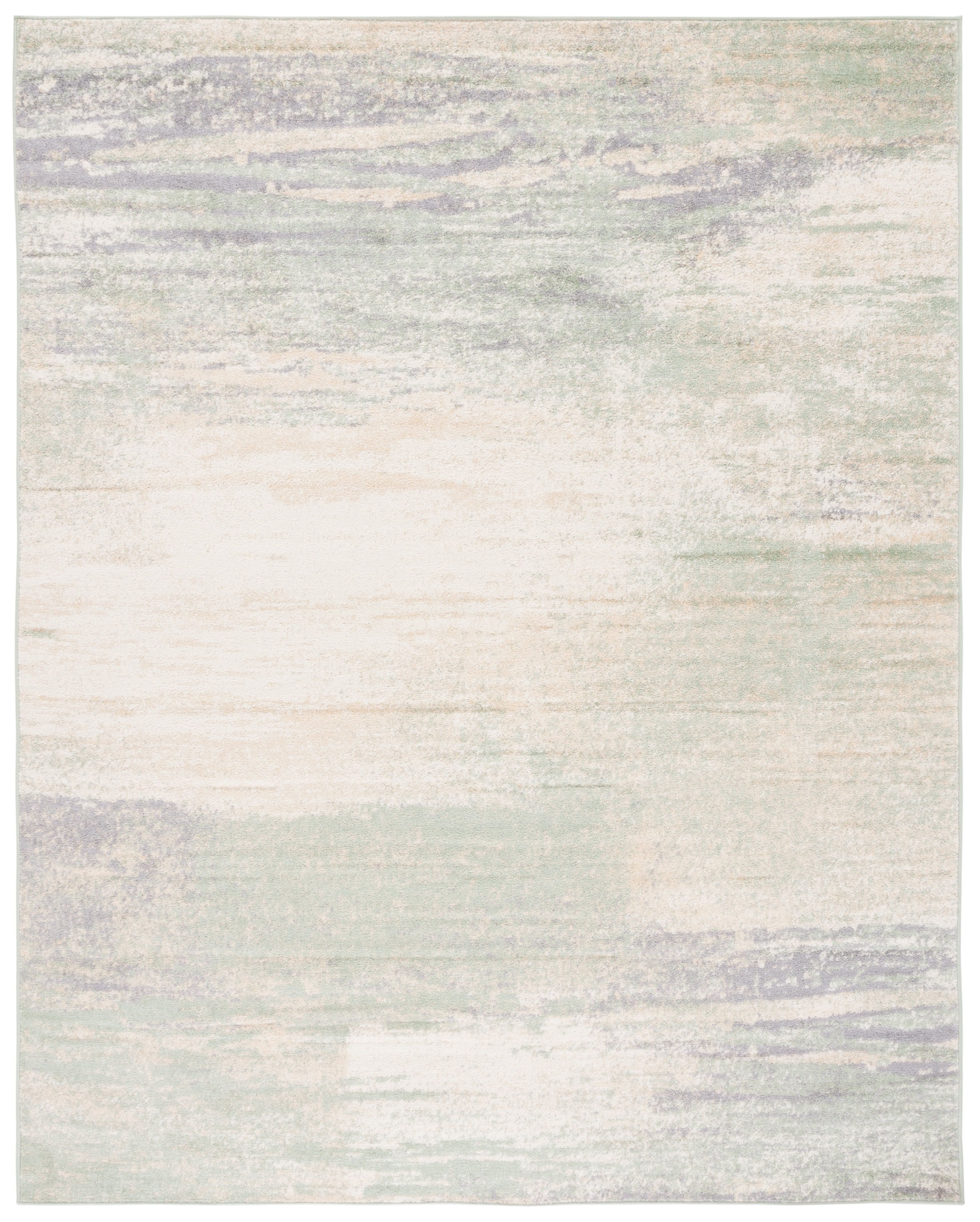 Ivory and Sage Abstract 9' x 12' Synthetic Area Rug