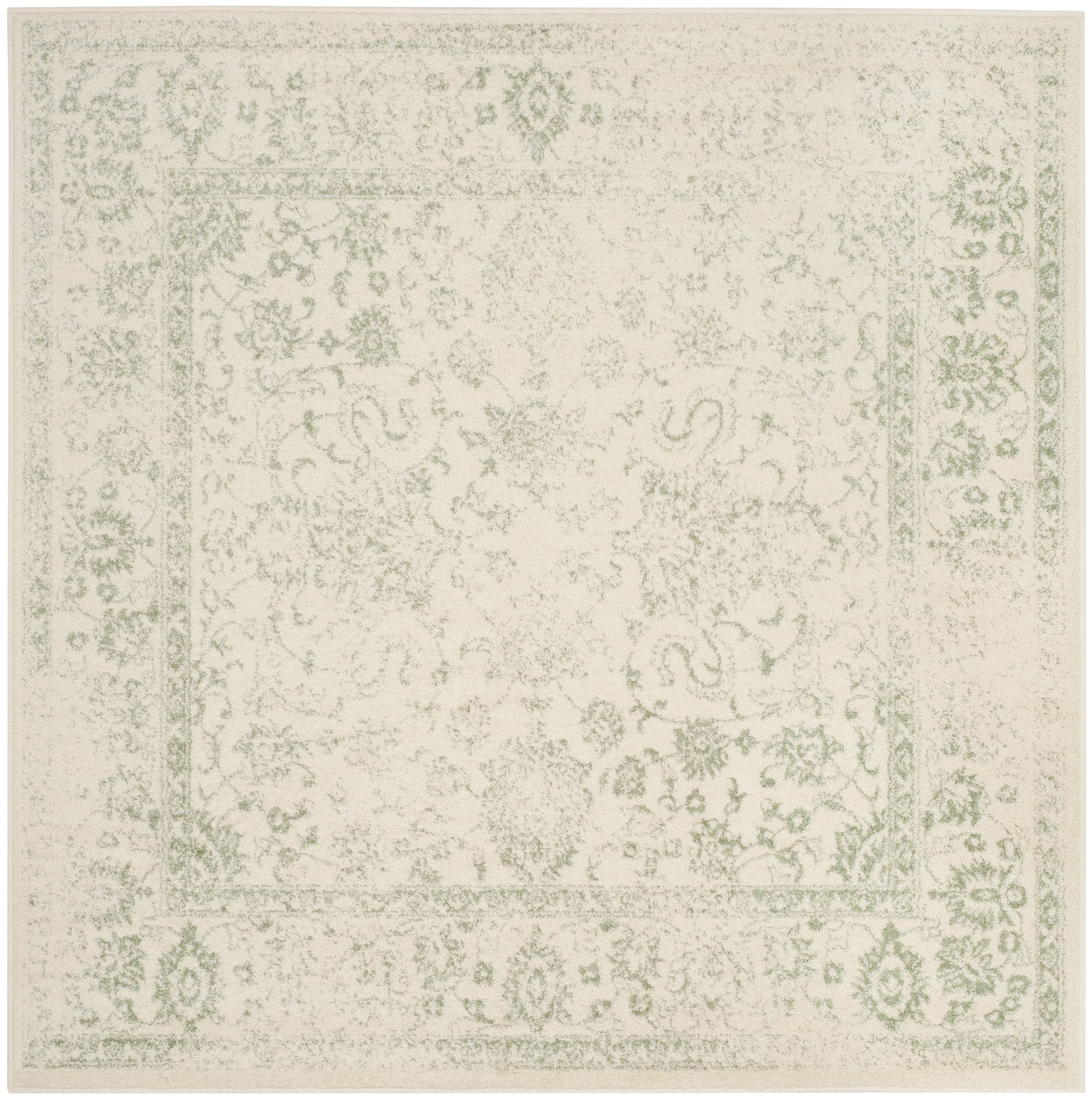 Adirondack Ivory & Sage Oriental Square Synthetic Area Rug, 10' x 10'