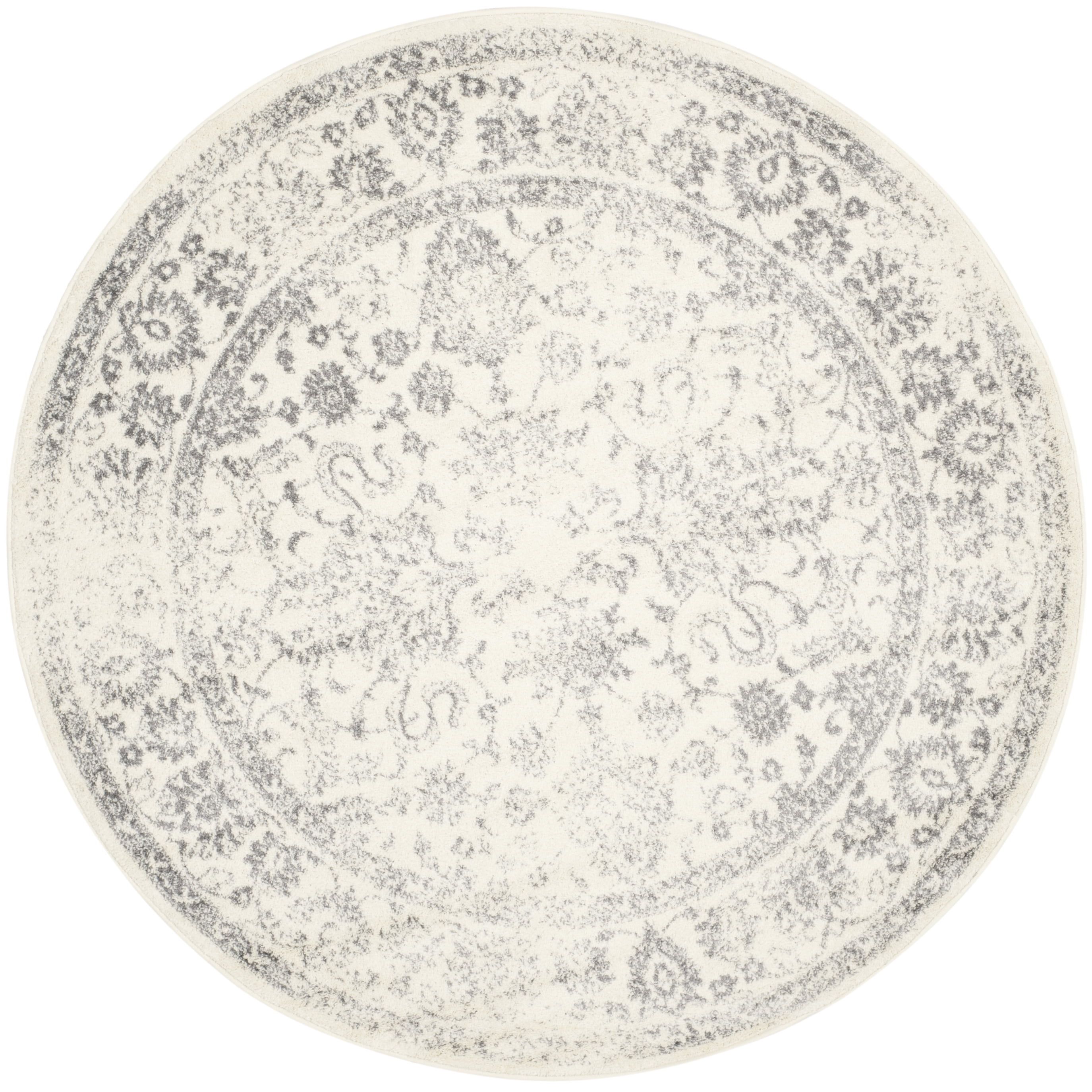 Ivory Silver Elegance 6' Round Synthetic Area Rug