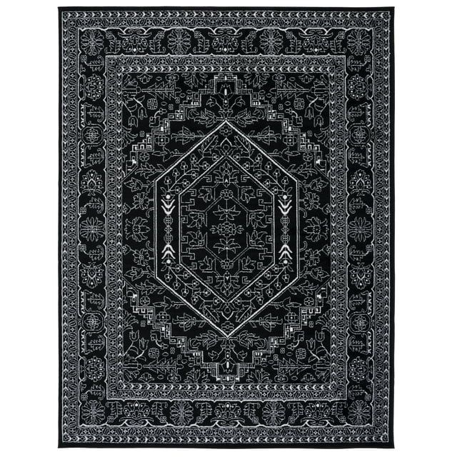 Adirondack Black and Ivory 9' x 12' Synthetic Oriental Area Rug