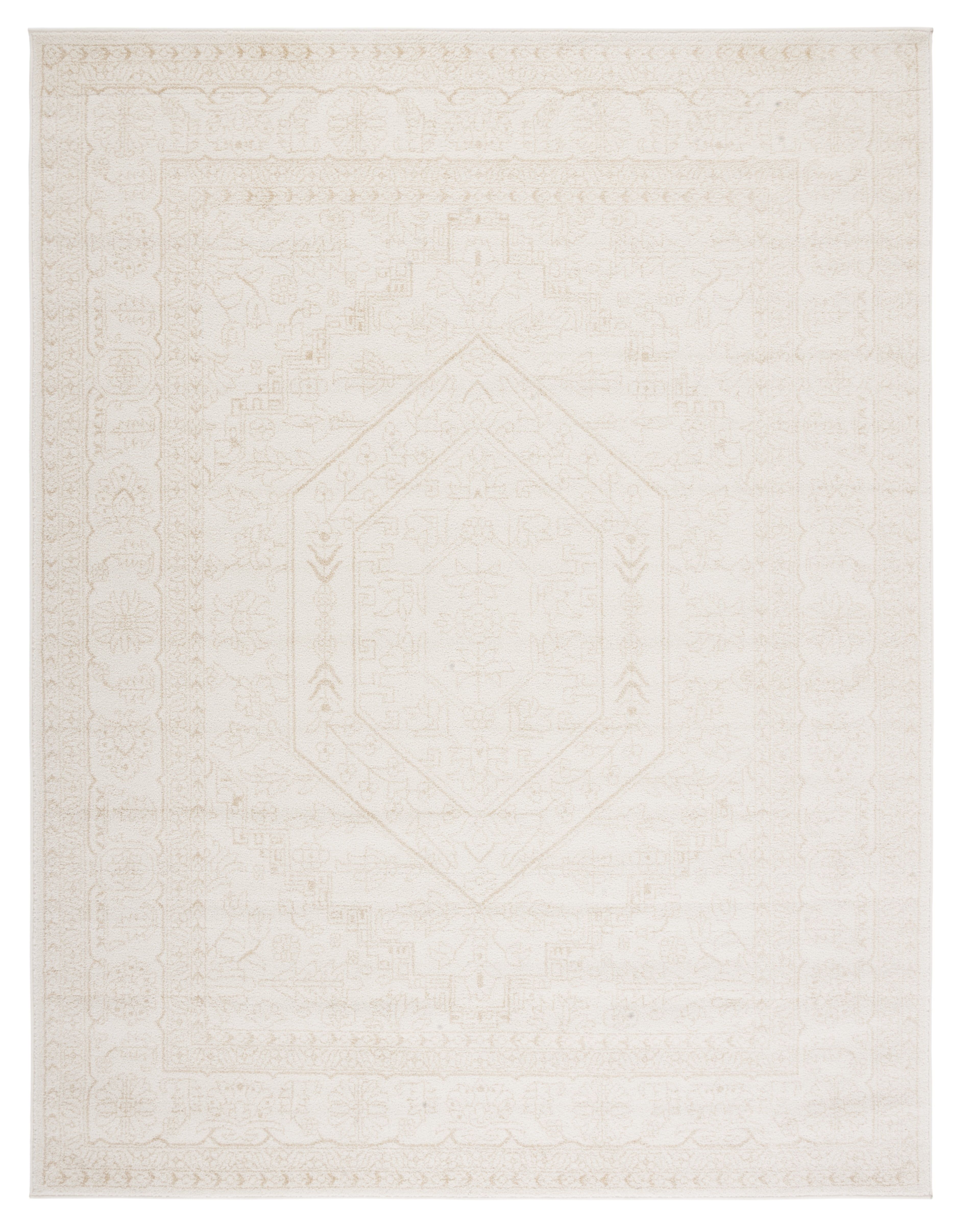 Ivory Synthetic Oriental 10' x 14' Easy Care Rug