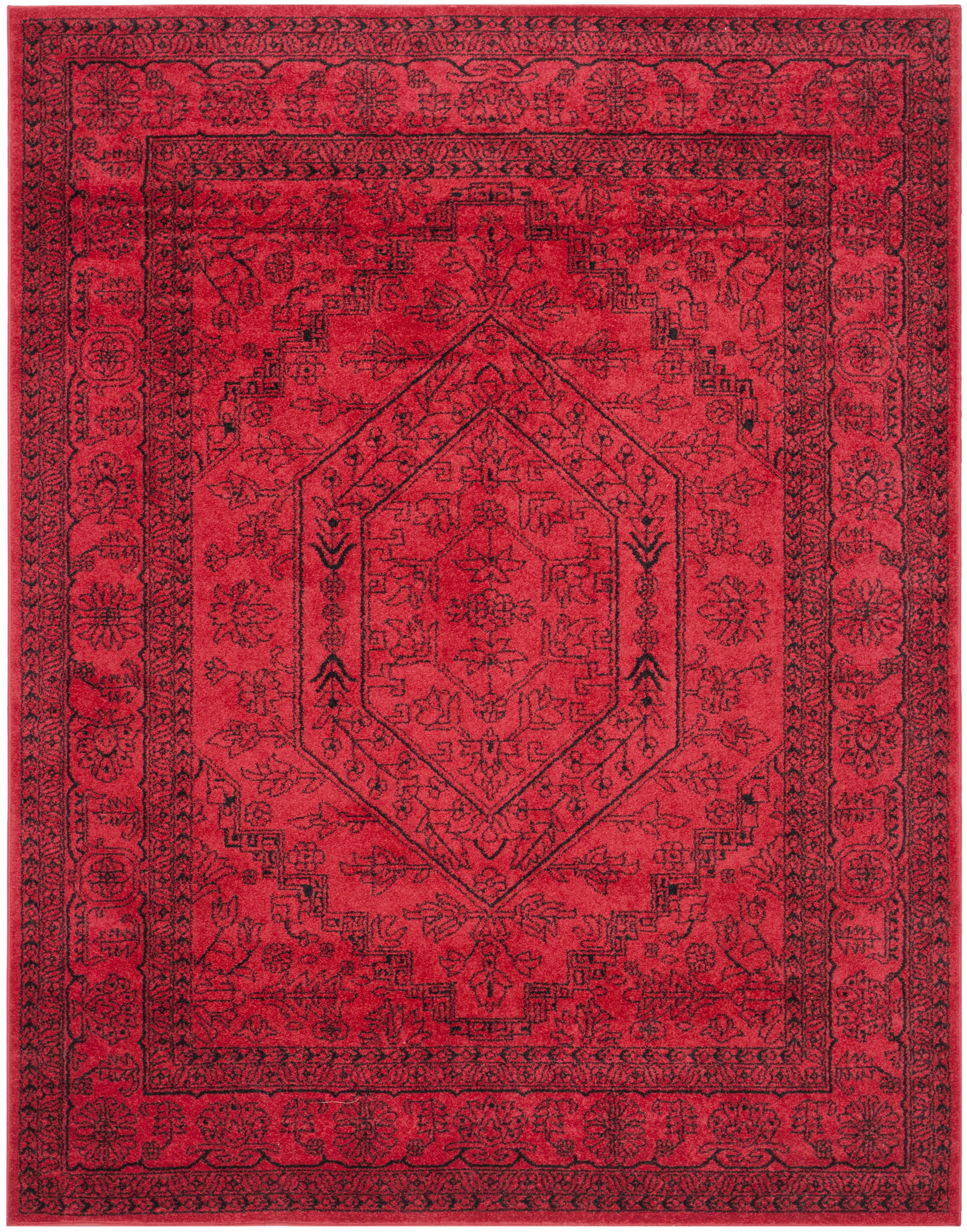 Adirondack Red and Black 9' x 12' Synthetic Area Rug